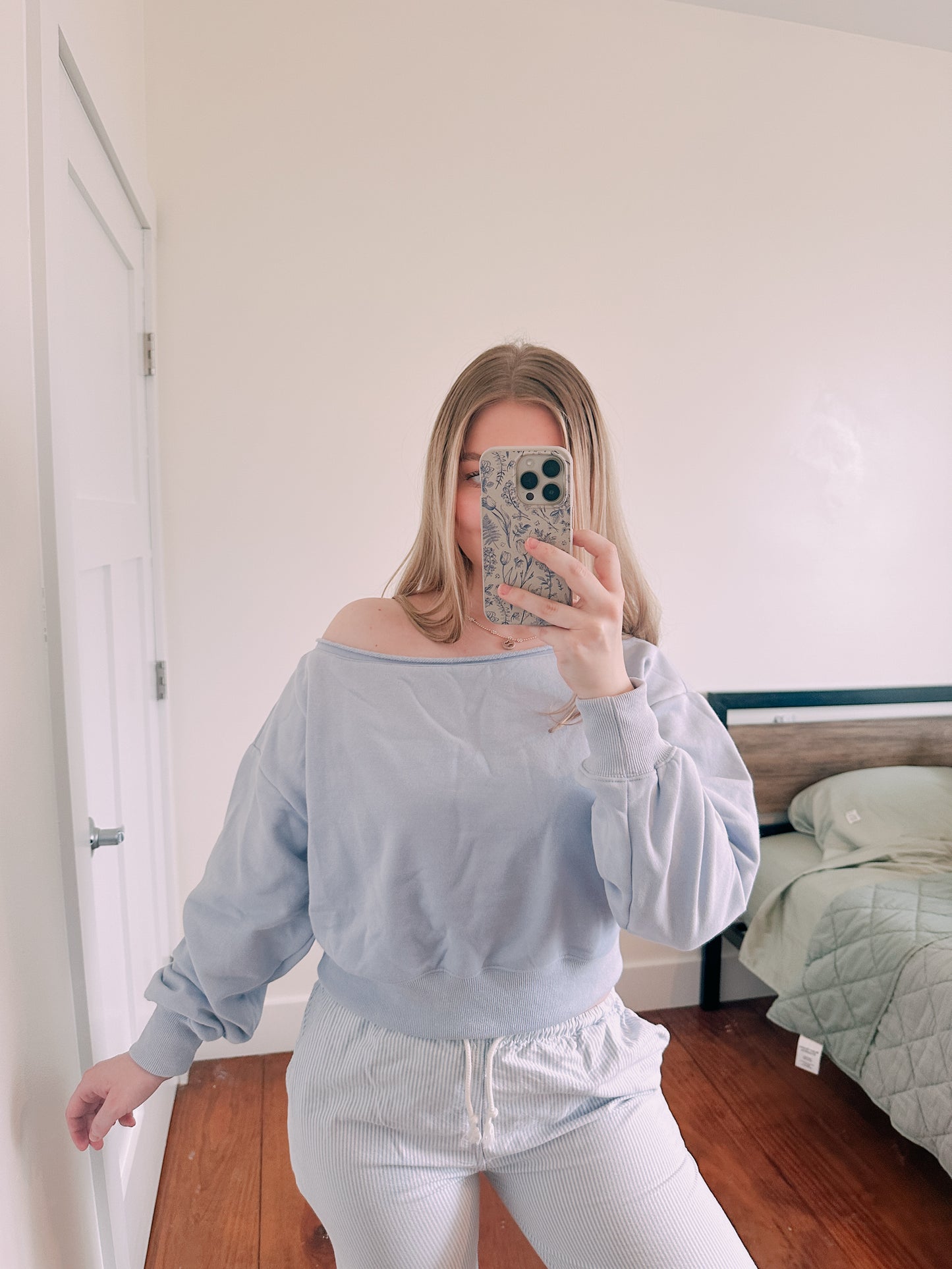 Flirty Off The Shoulder Top Blue