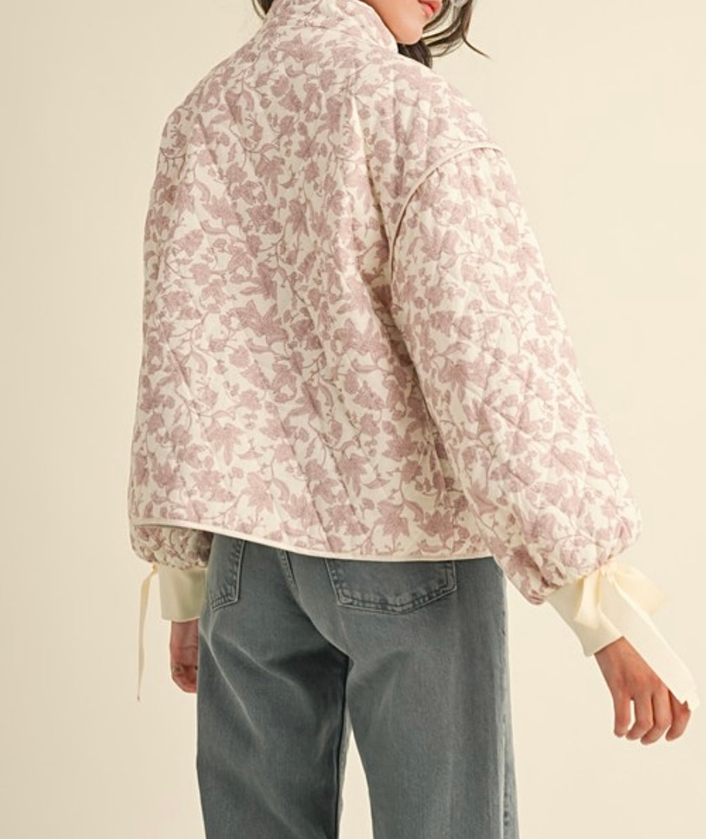 Pink Floral Quilted Jacket