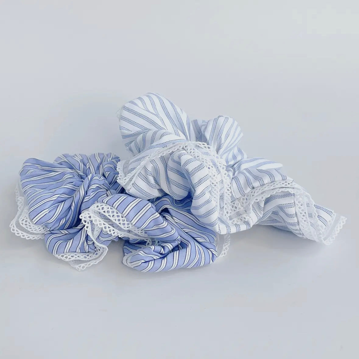 Coastal Blue Large Stripped Scrunchies