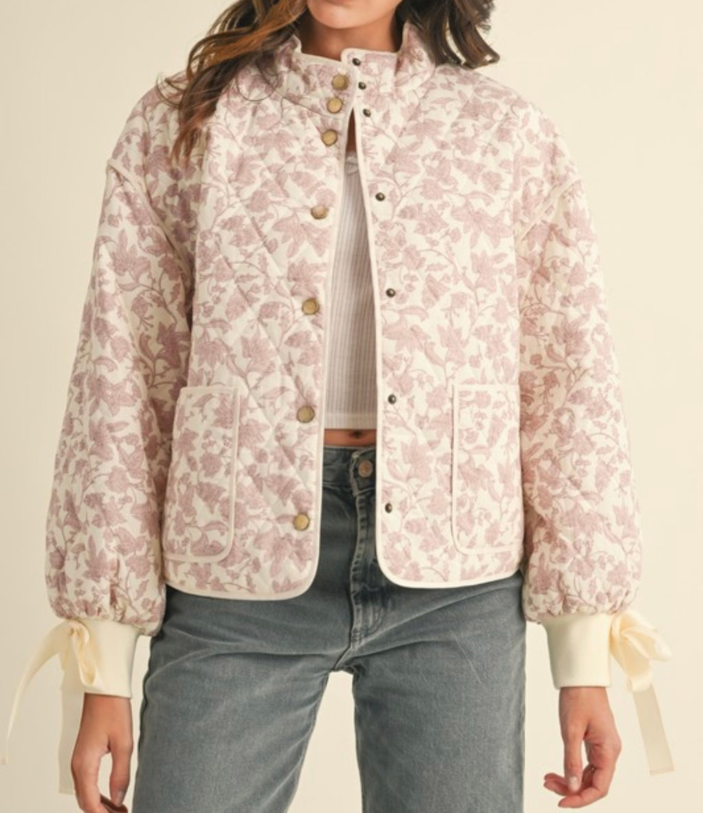 Pink Floral Quilted Jacket