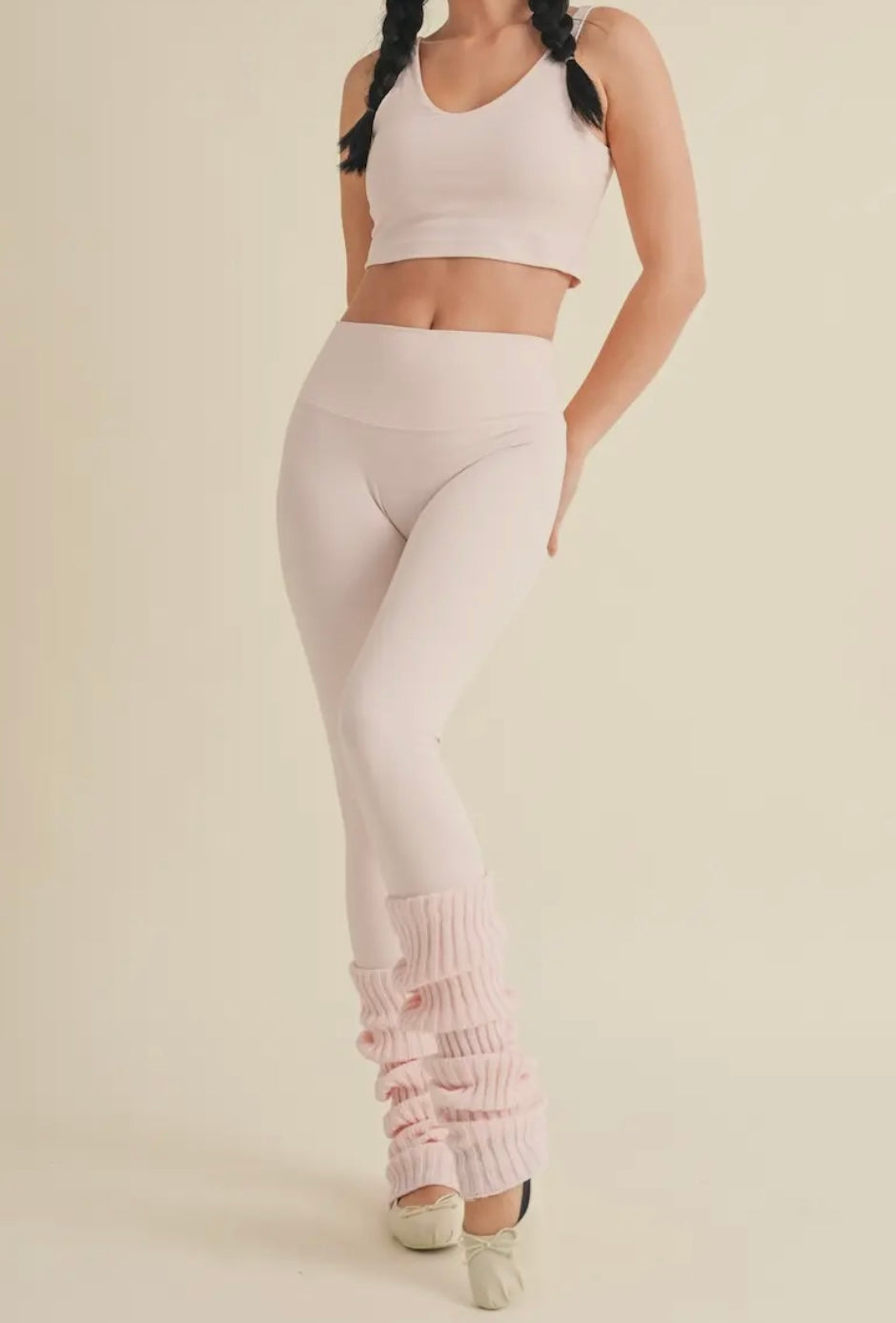 Ballerina Pink Aligned Tank and Leggings Set