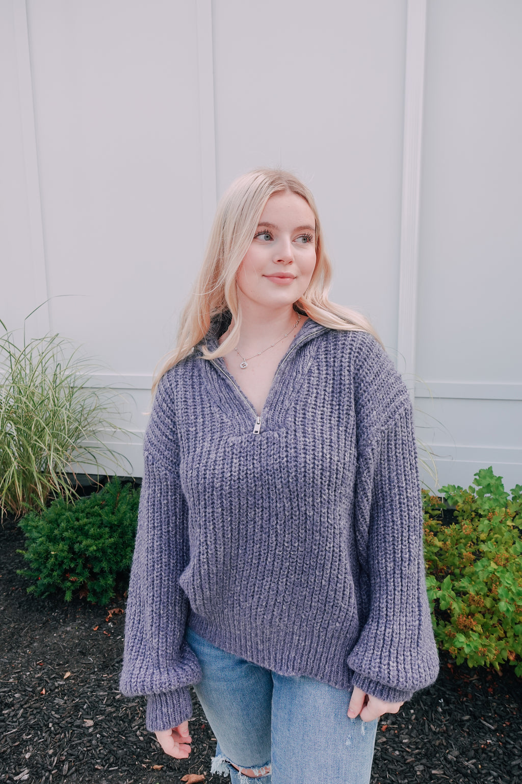 Warm Me Up Half Zip Blue Dusk