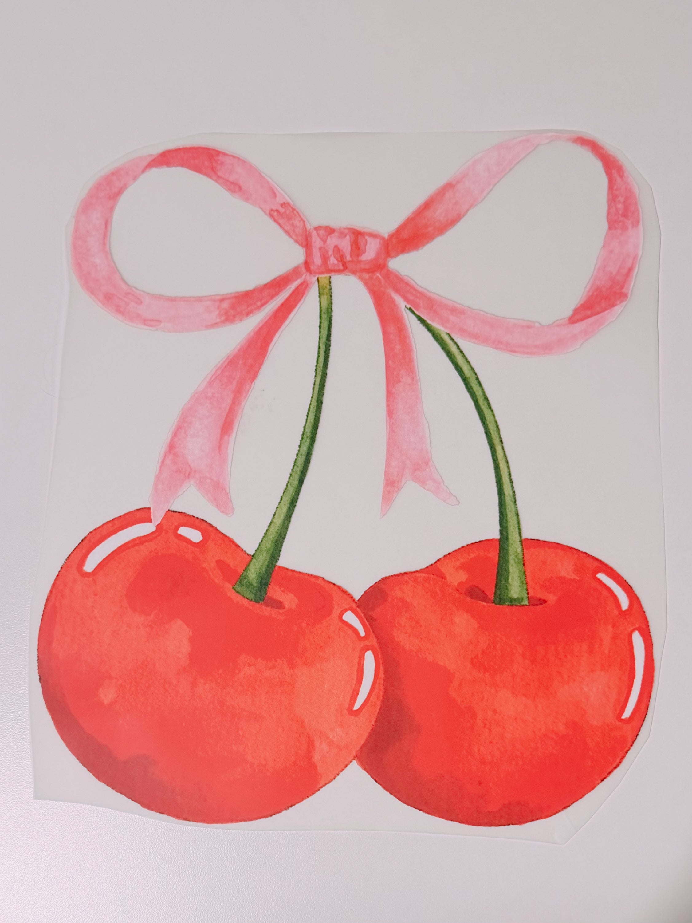 Watercolor Cherry Transfer