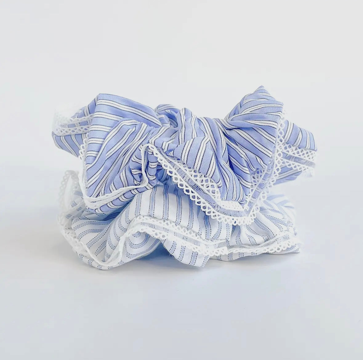 Coastal Blue Large Stripped Scrunchies