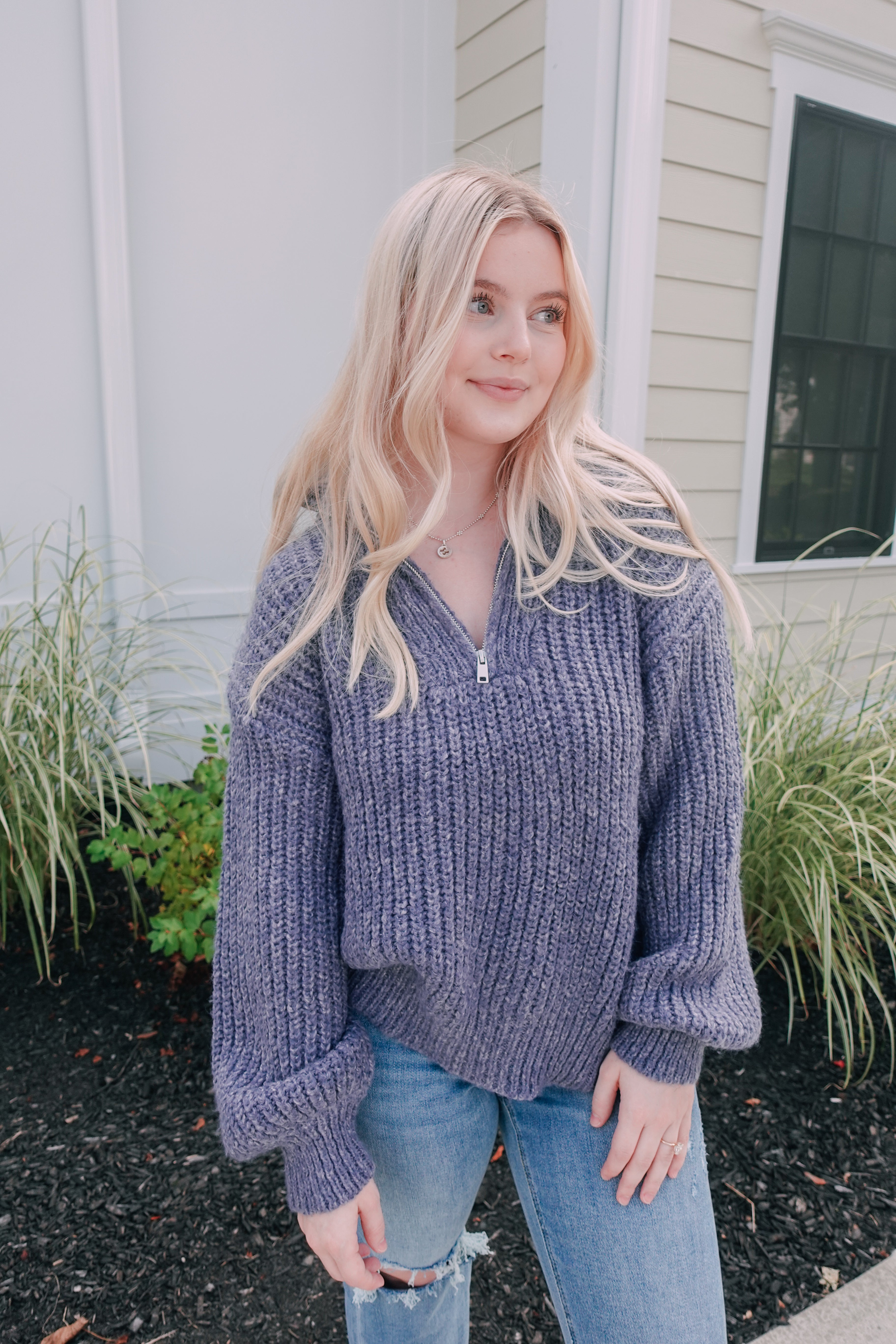 Warm Me Up Half Zip Blue Dusk