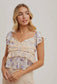 Lavender Ruffles and Floral Top
