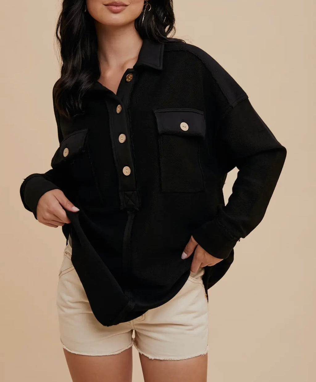 Sophie Collared Button Sweater Black