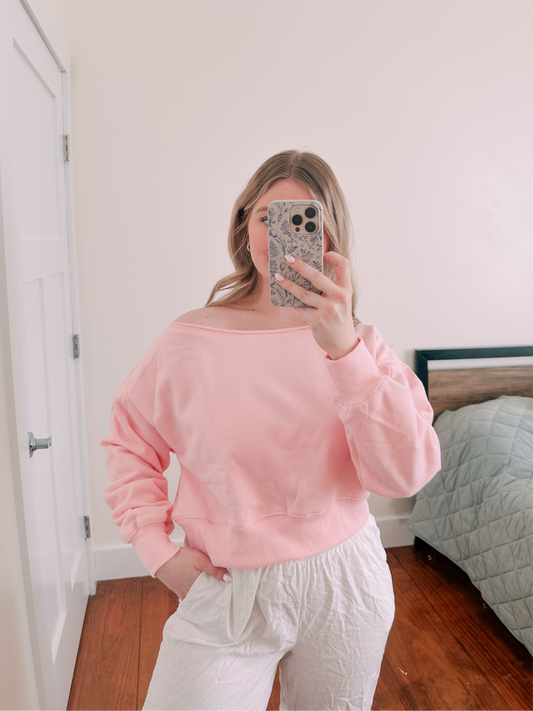 Flirty Off The Shoulder Top Pink
