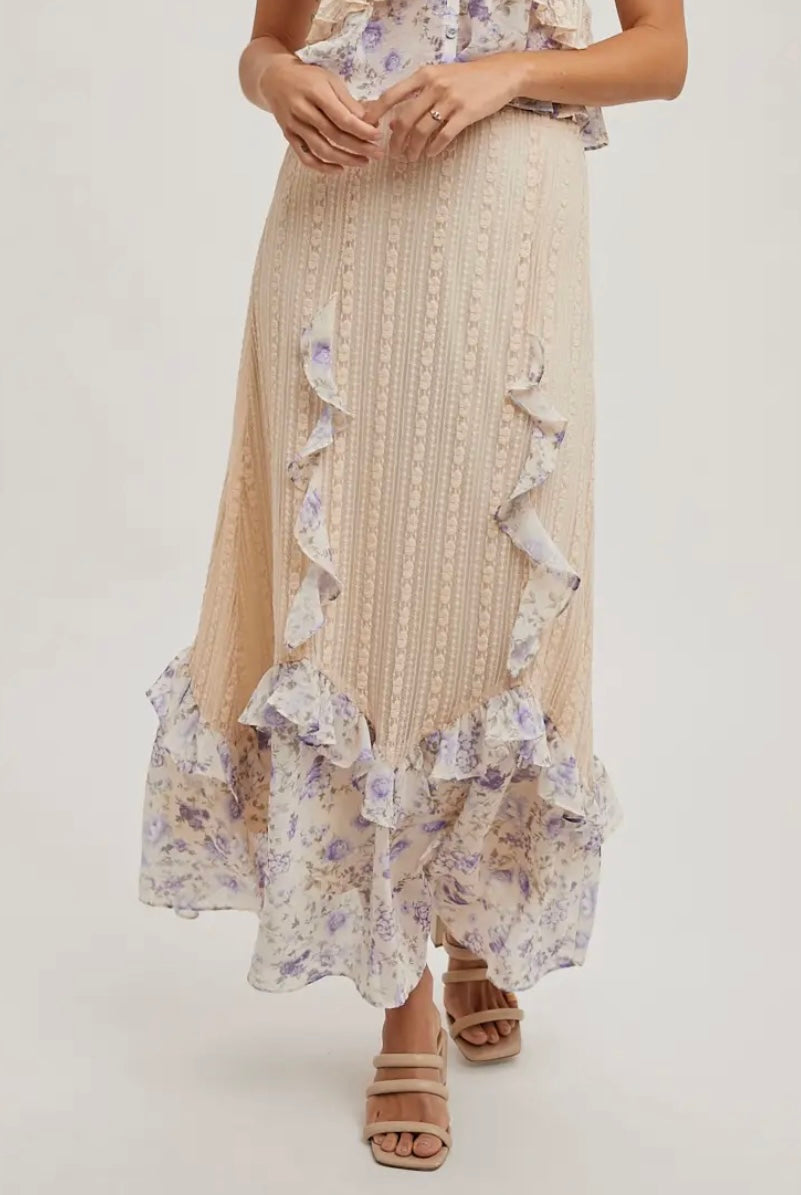 Lavender Ruffles and Floral Skirt