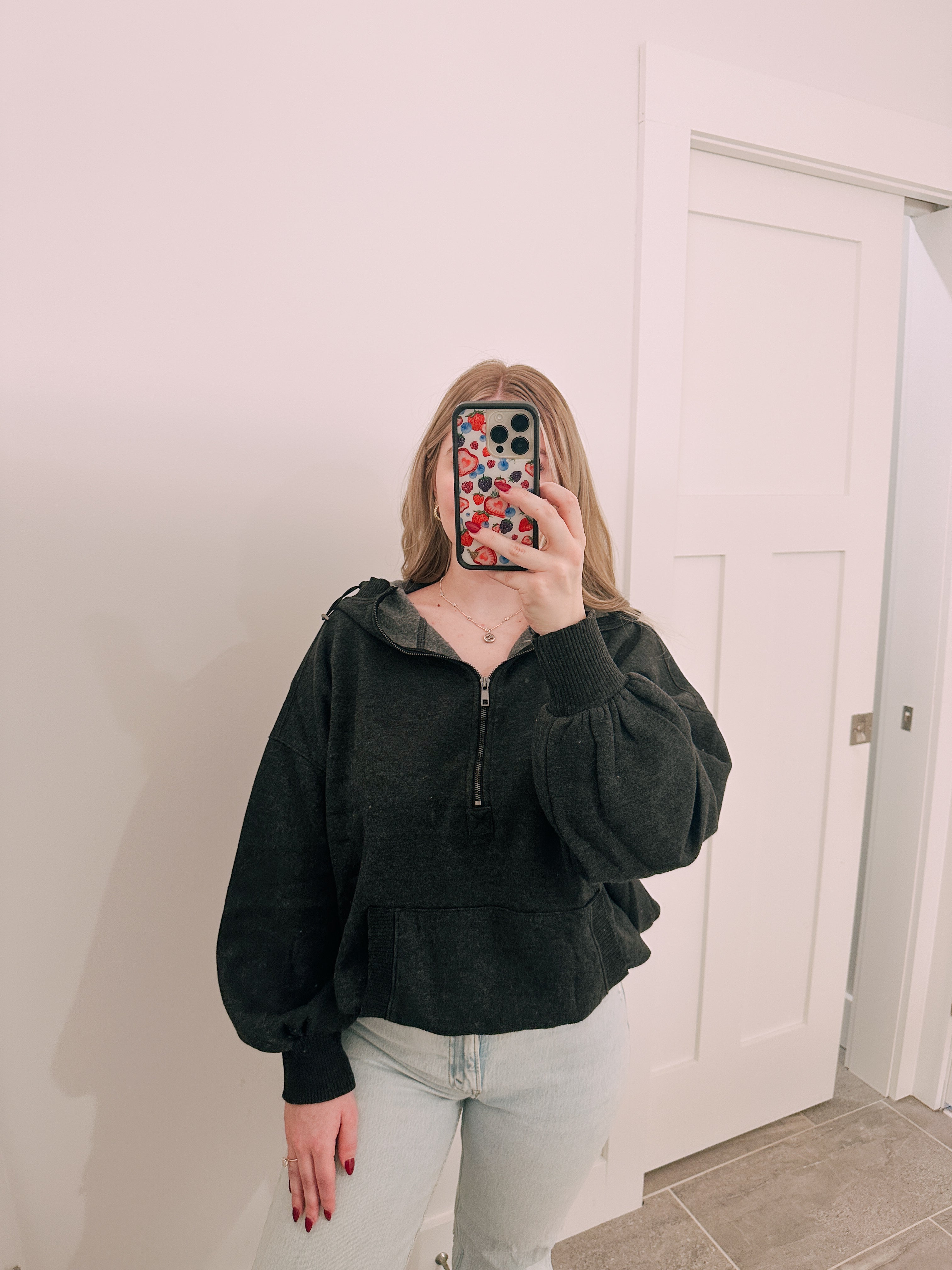 Oak Mineral Wash Black Half Zip