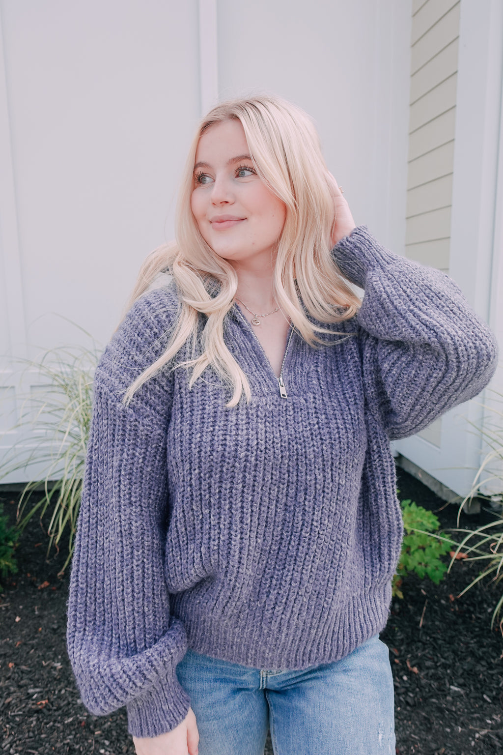 Warm Me Up Half Zip Blue Dusk