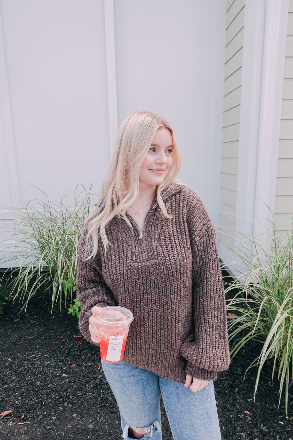 Warm Me Up Half Zip Brown