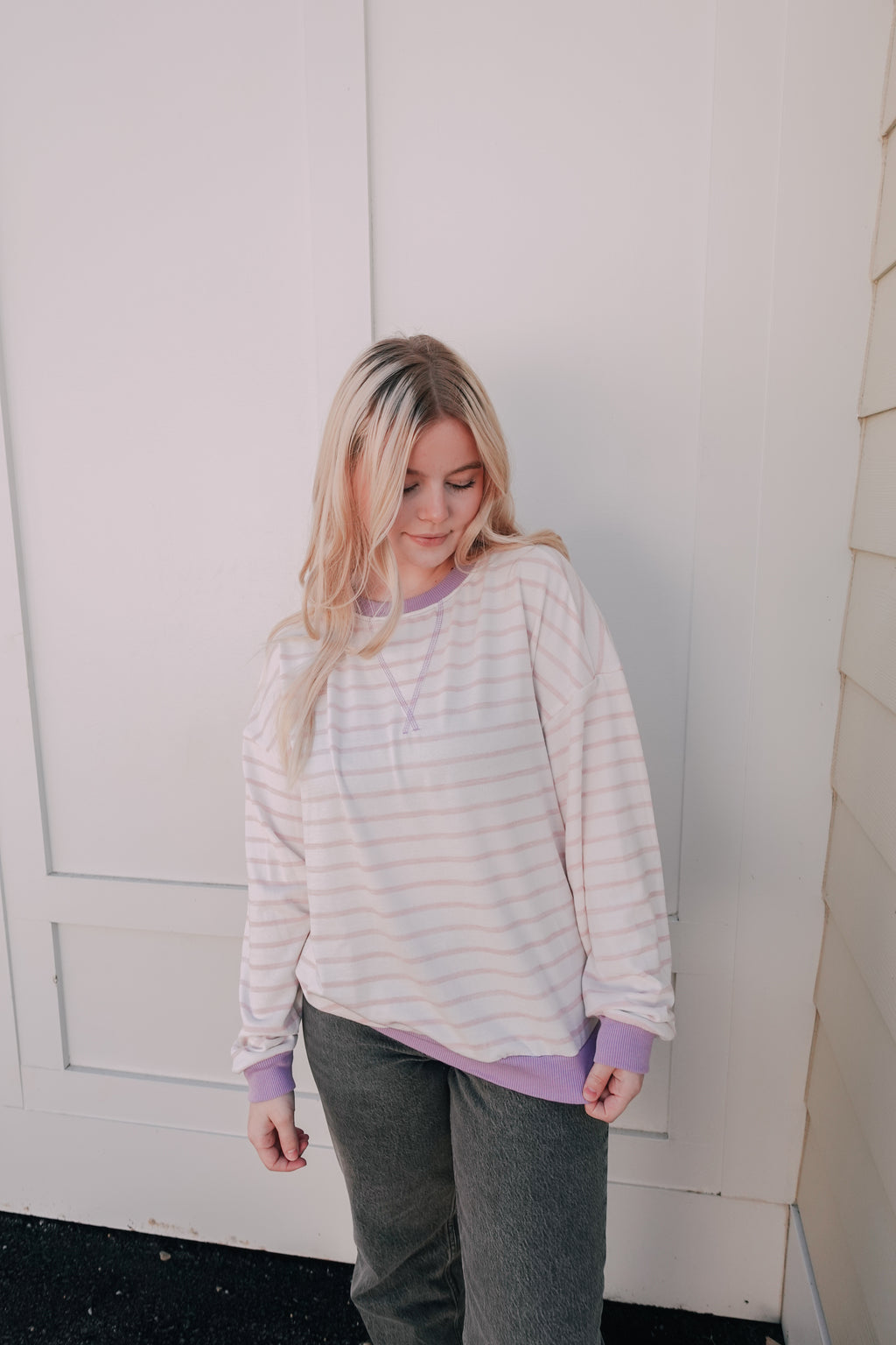 Lavender Stripped Knit Sweater