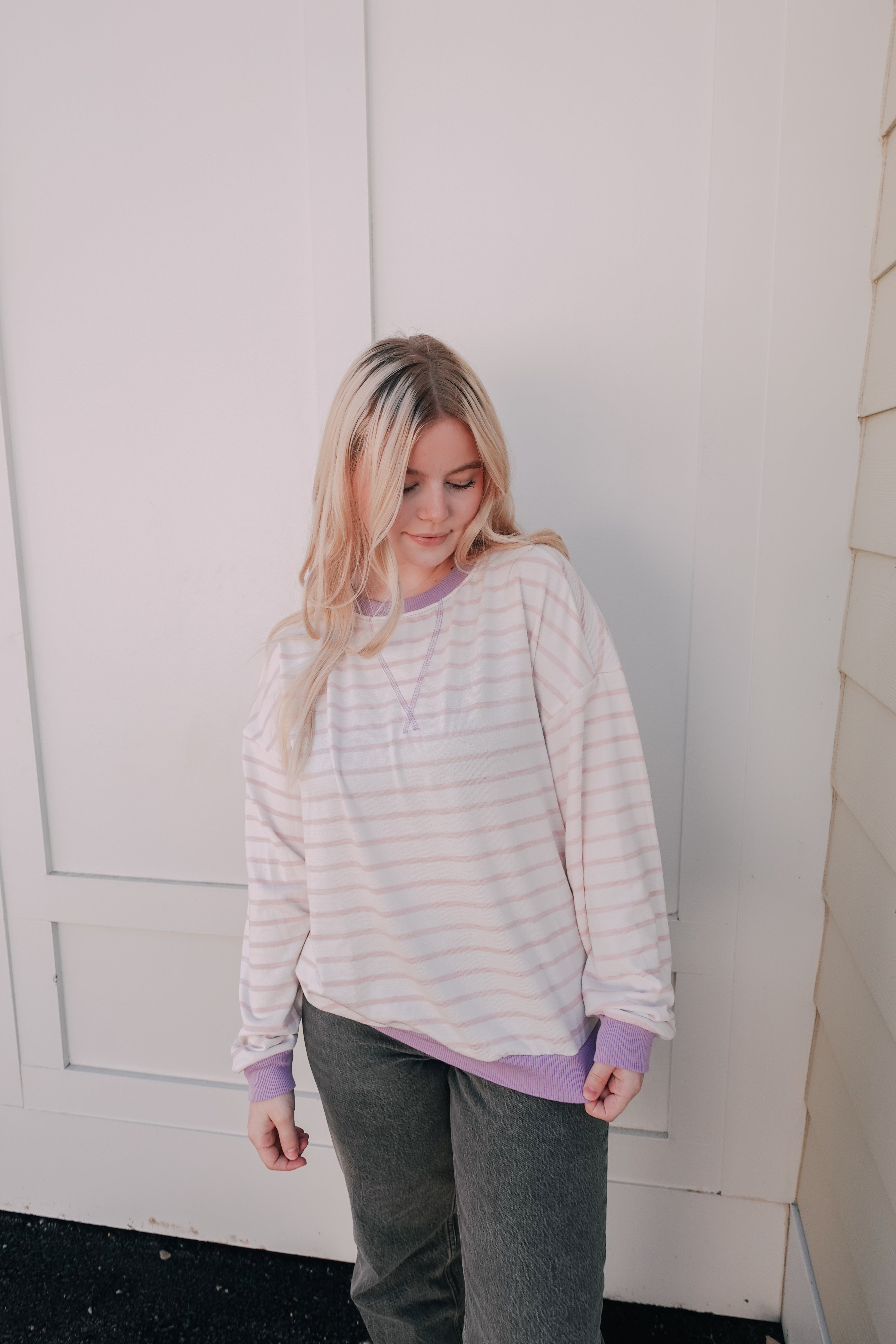 Lavender Stripped Knit Sweater