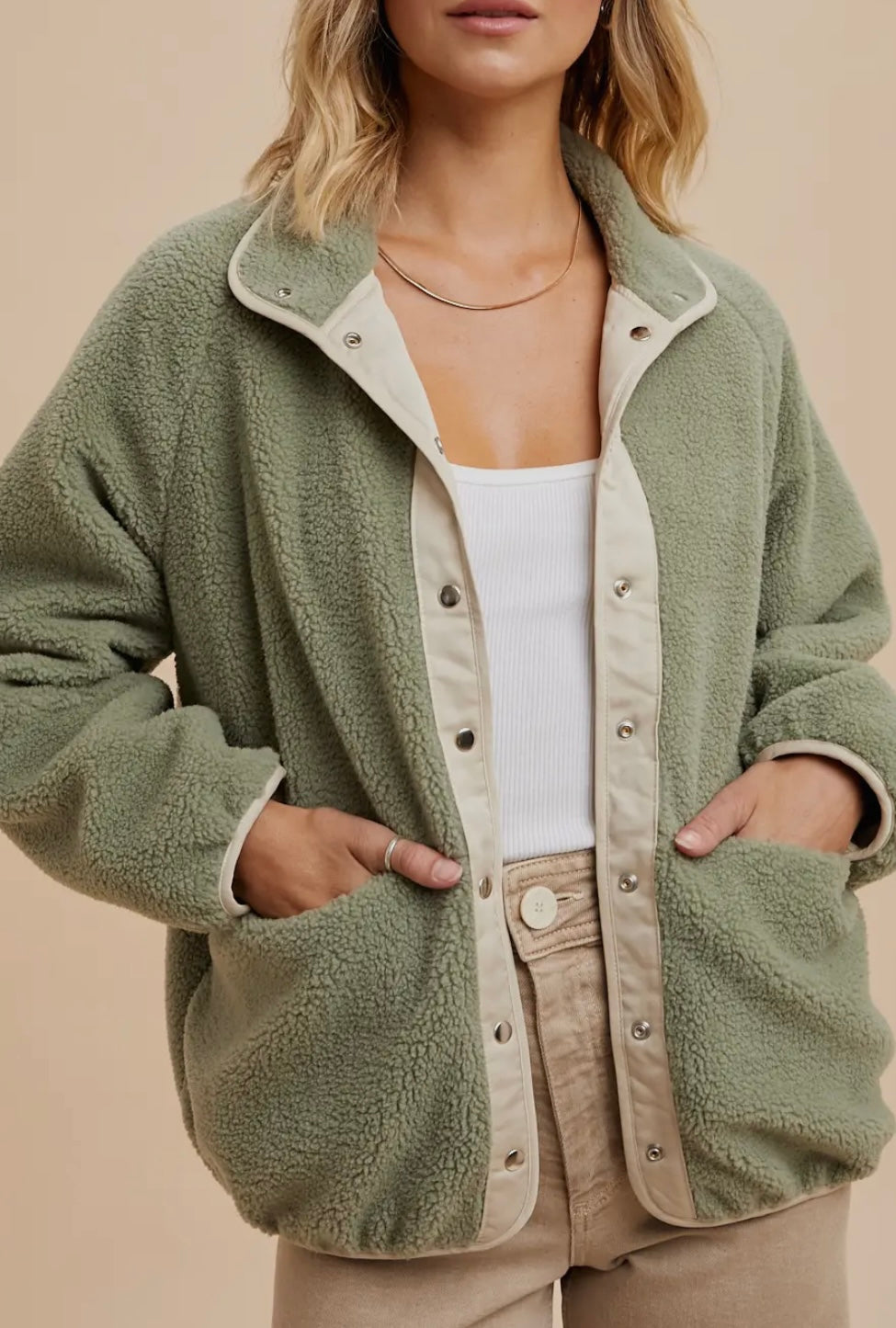 Sage Reversible Sherpa Jacket