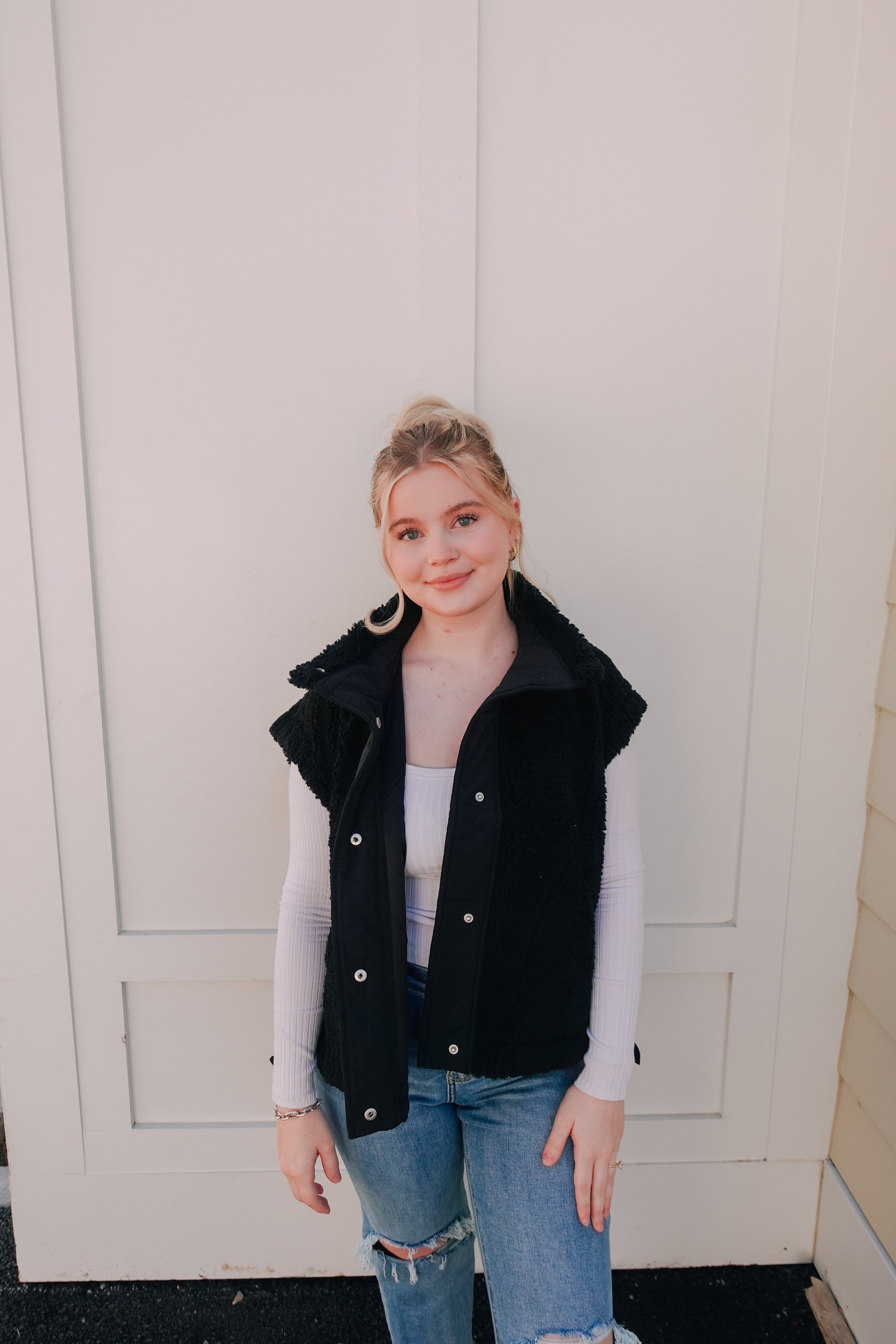 Oversized Sherpa Vest Black