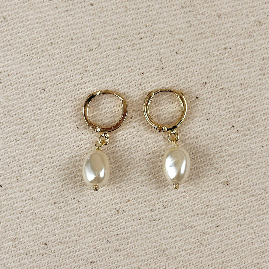 Baroque Pearl Huggie Earrings
