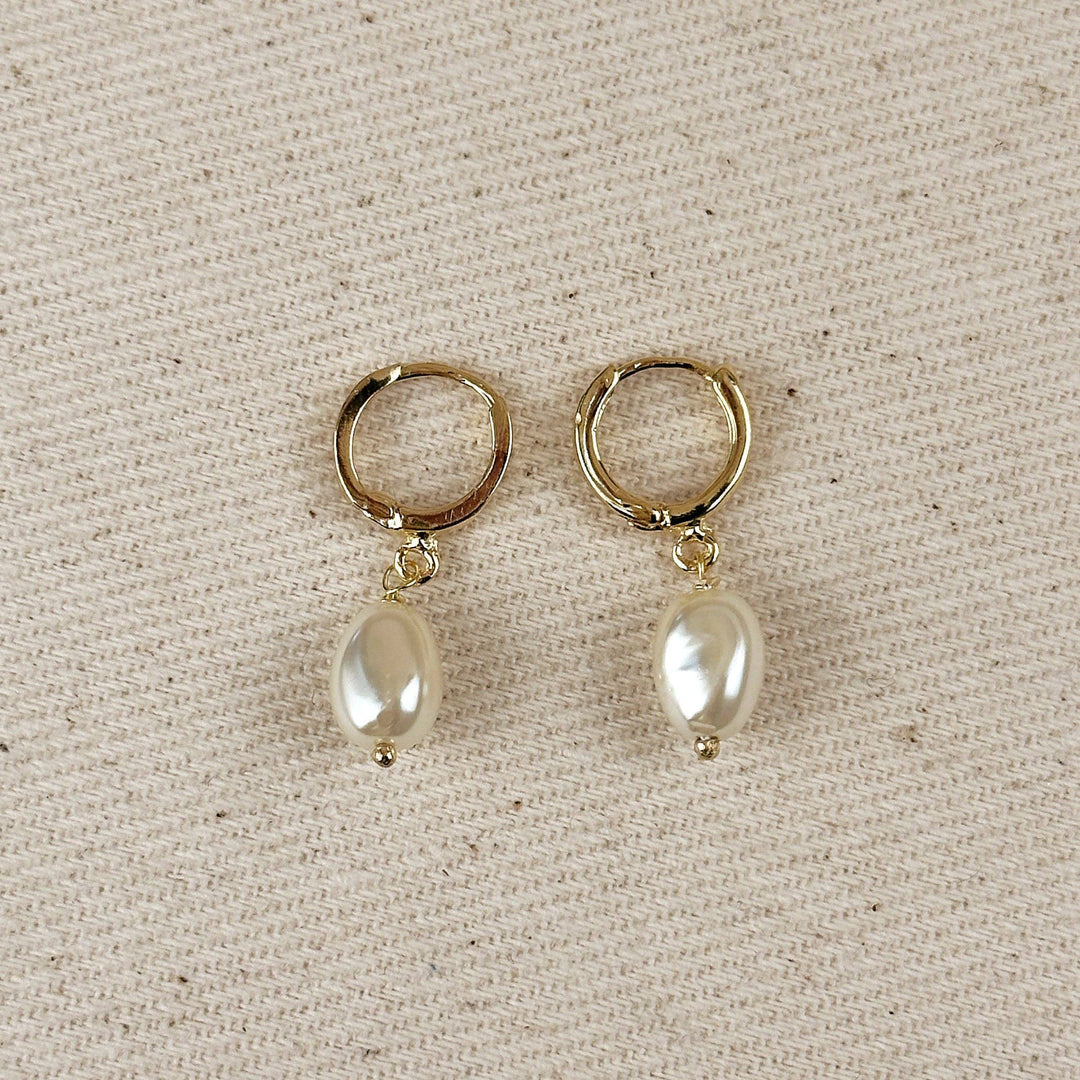 Baroque Pearl Huggie Earrings