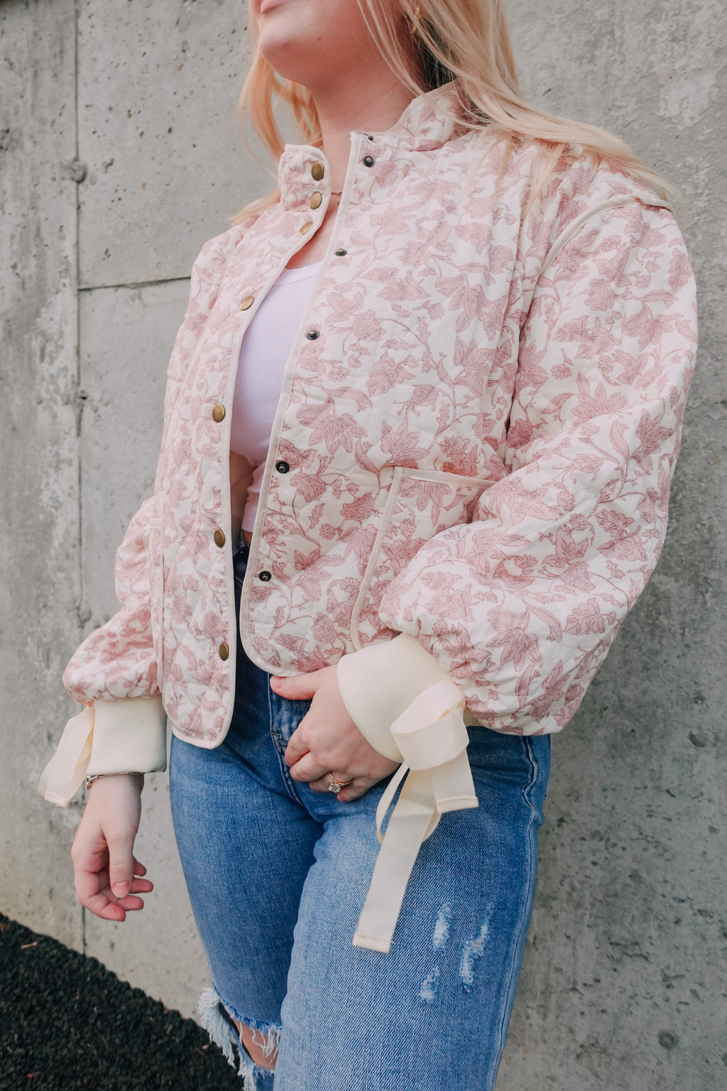 Pink Floral Quilted Jacket
