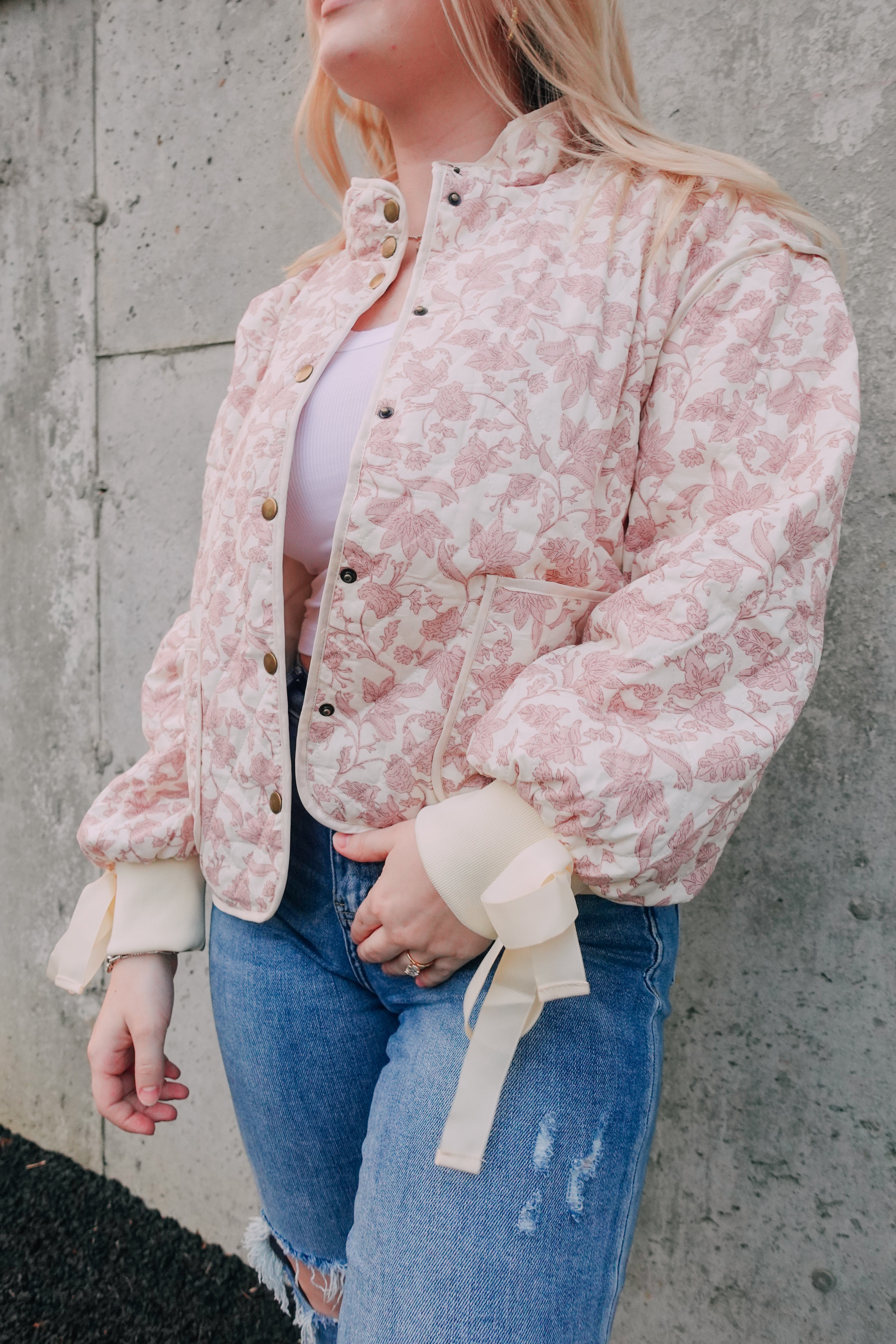 Pink Floral Quilted Jacket