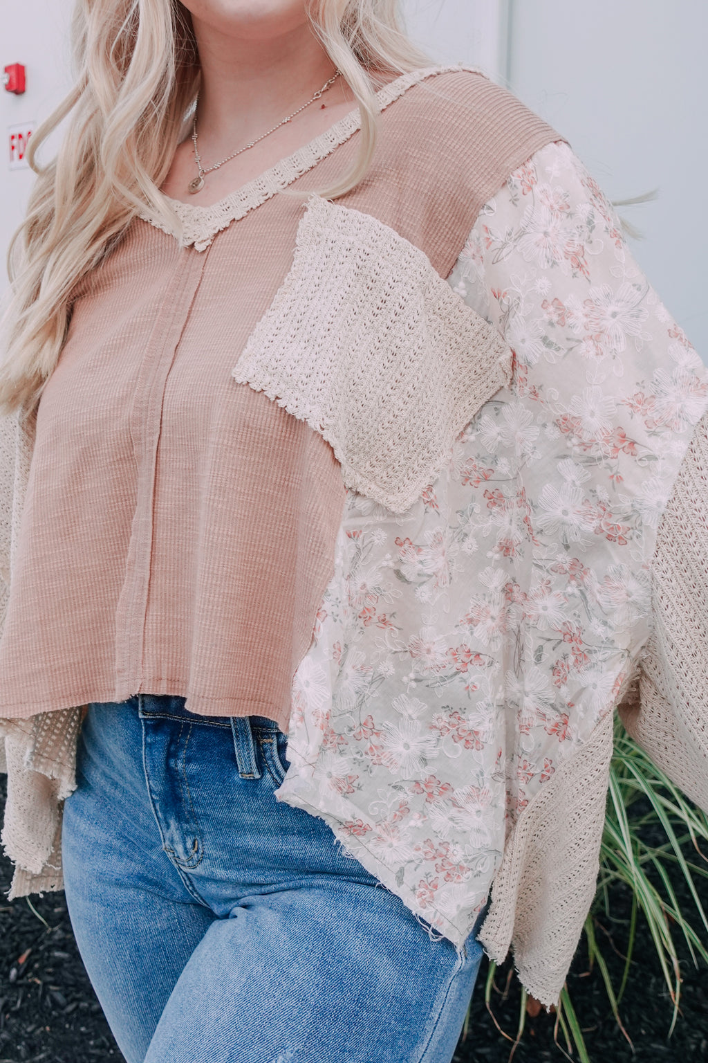 Nude Floral Boho Top