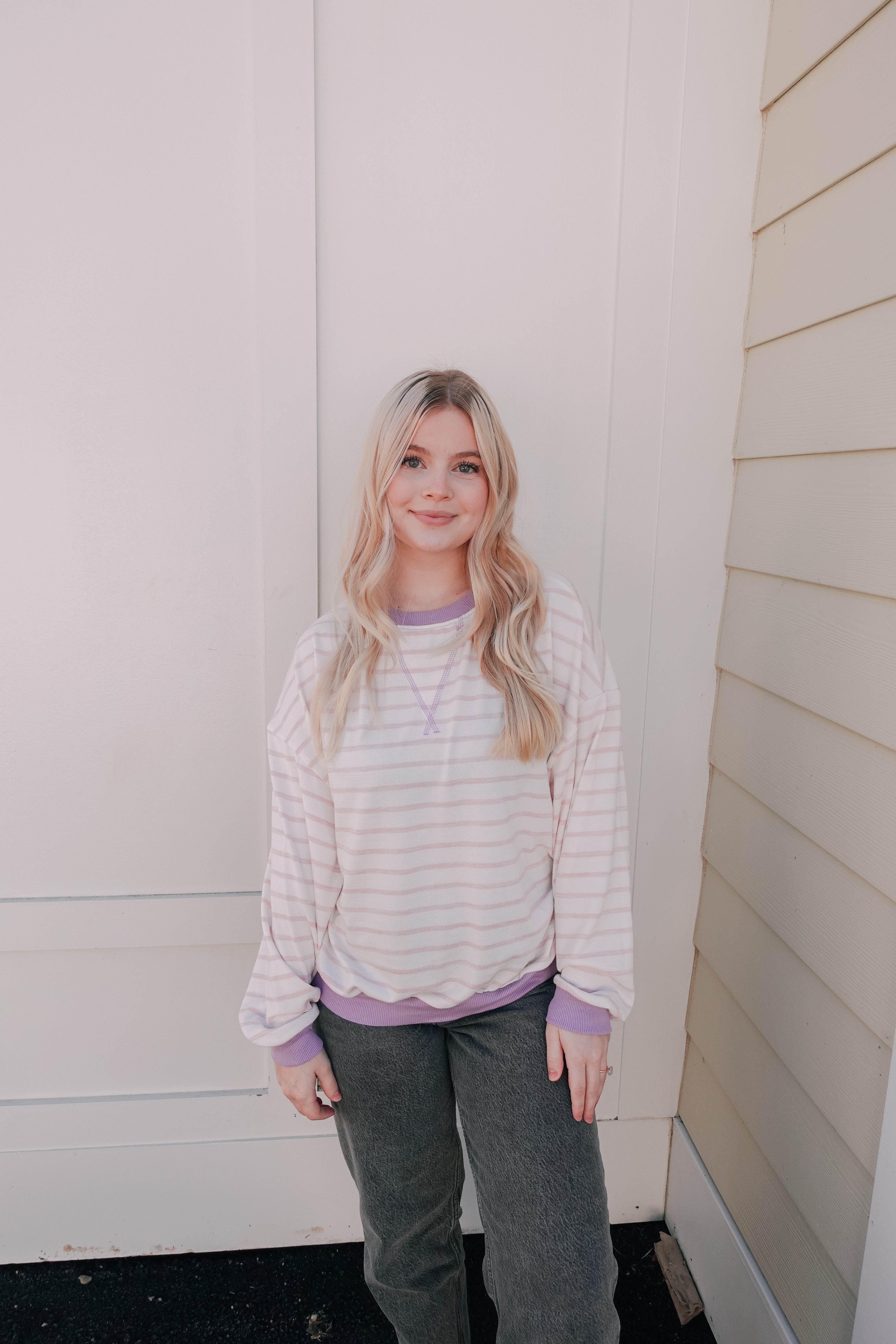Lavender Stripped Knit Sweater