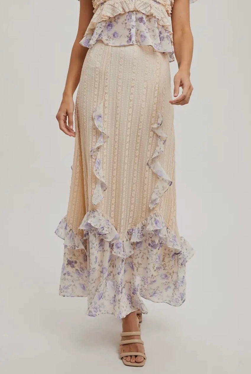 Lavender Ruffles and Floral Skirt