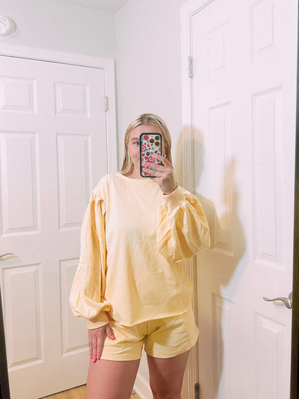 Pale Yellow French Terry Top and Shorts Set