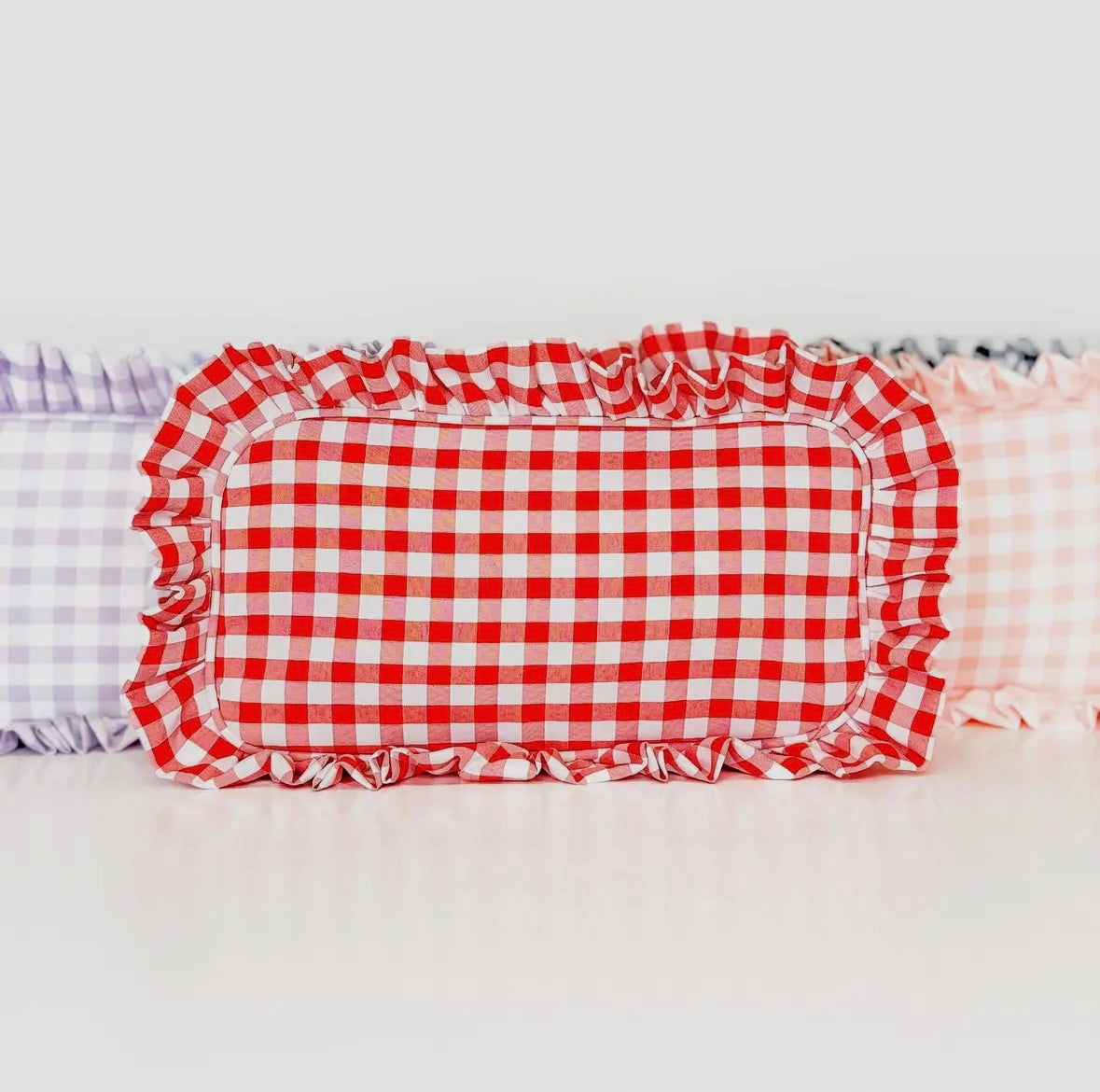 Gingham Frilly Makeup Bags