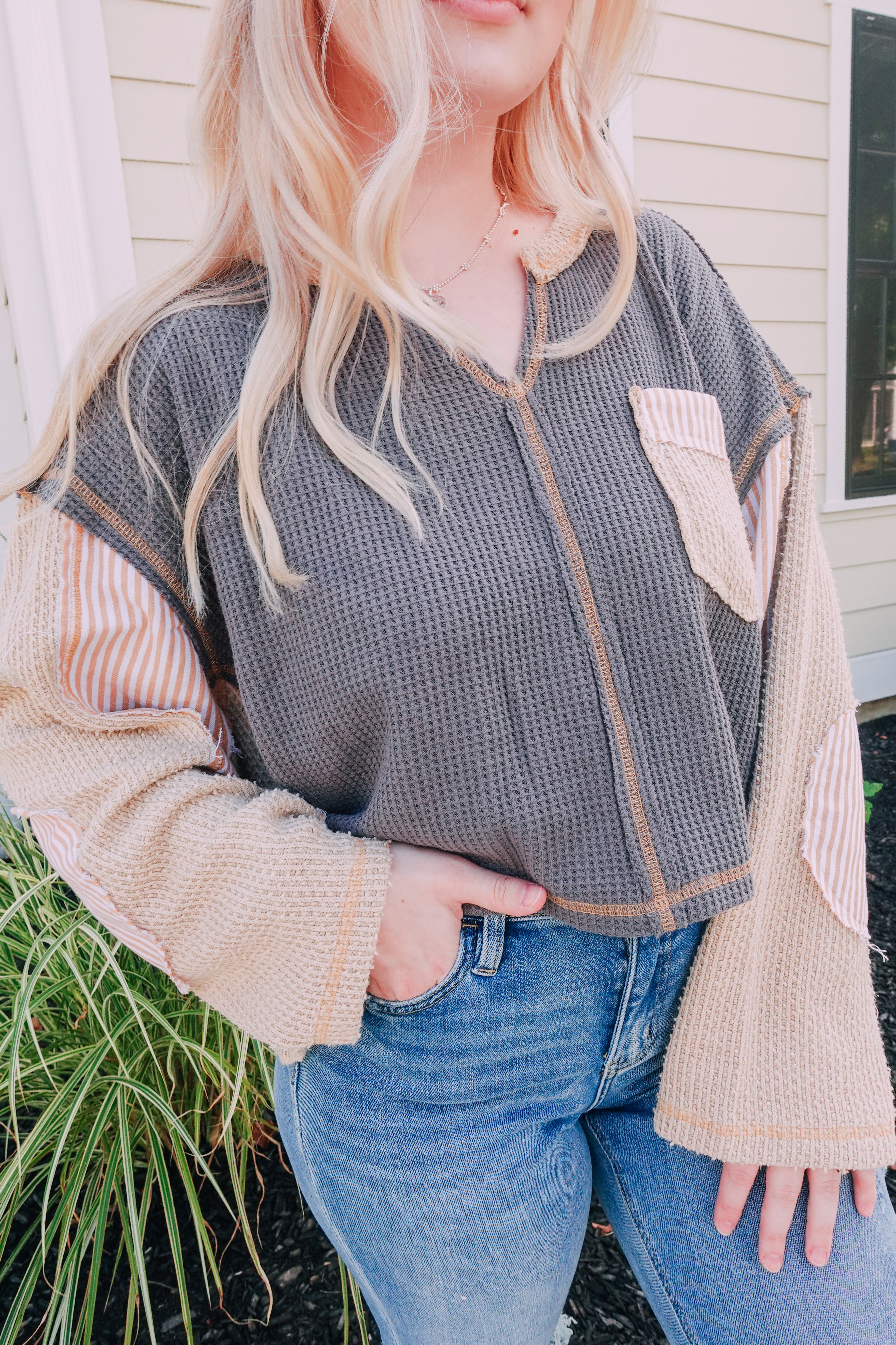 Charcoal Thermal Knit Top