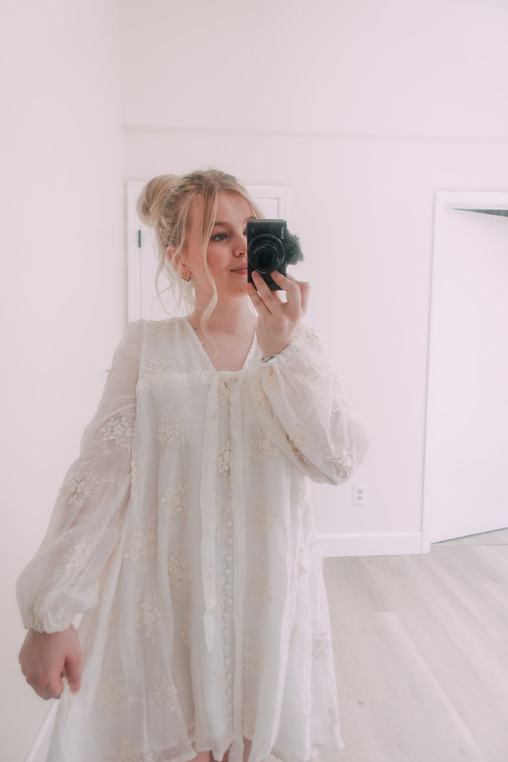 Ivory Embroidered Lace Dress