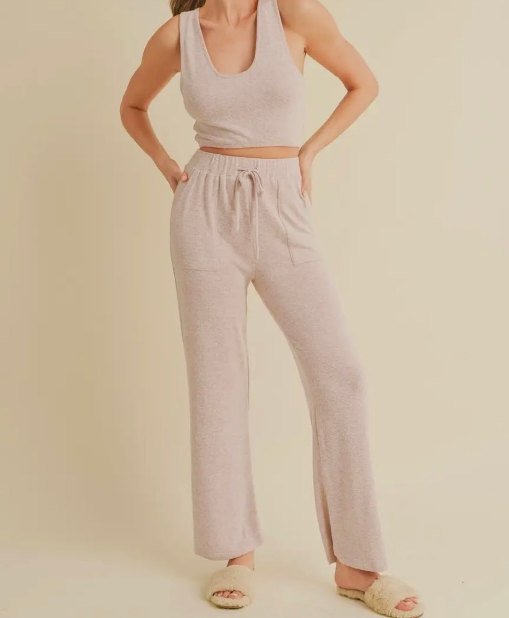 Cozy Wide Leg Pant and Tank Lounge Set