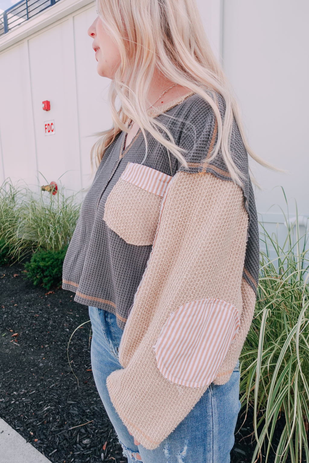 Charcoal Thermal Knit Top