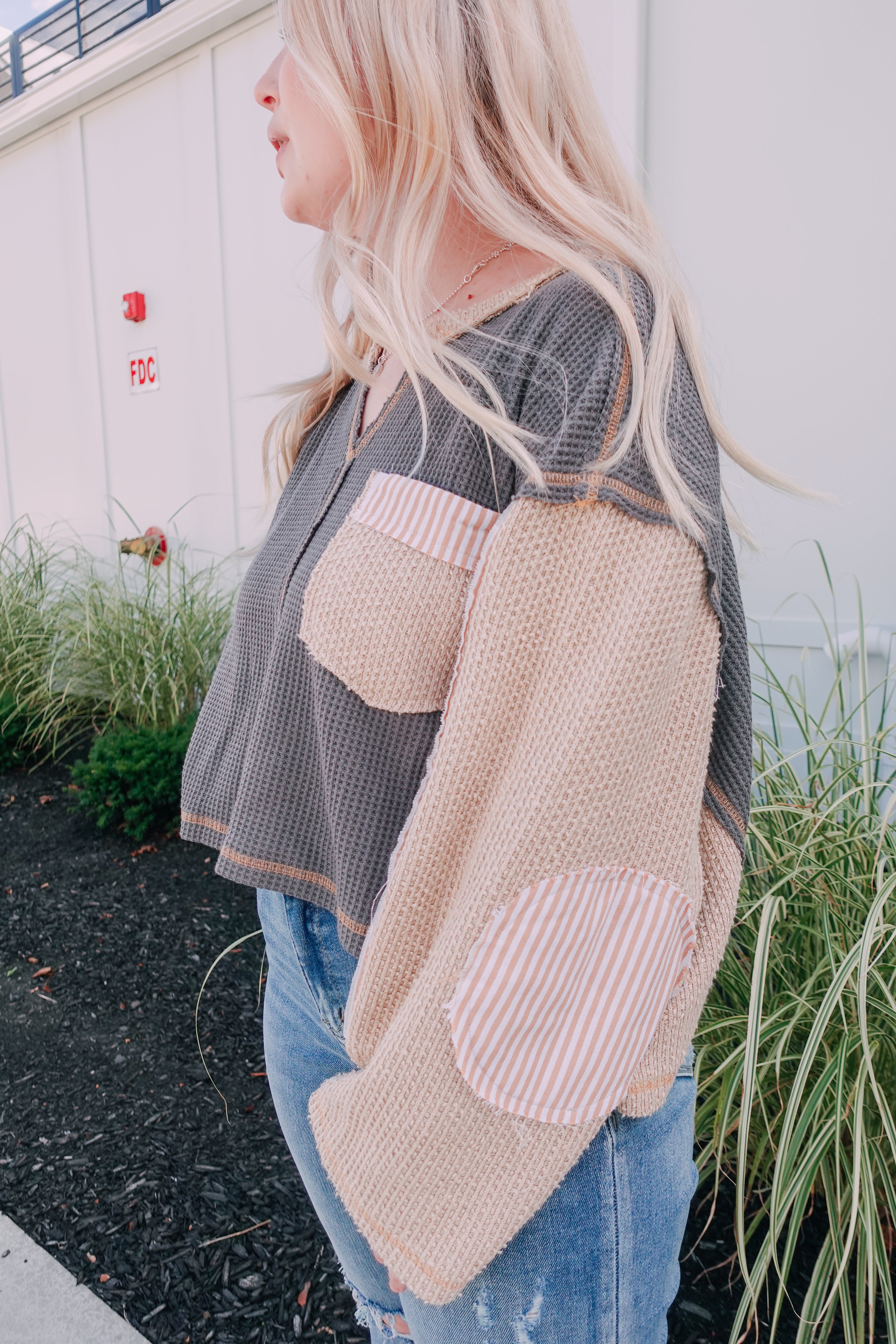 Charcoal Thermal Knit Top