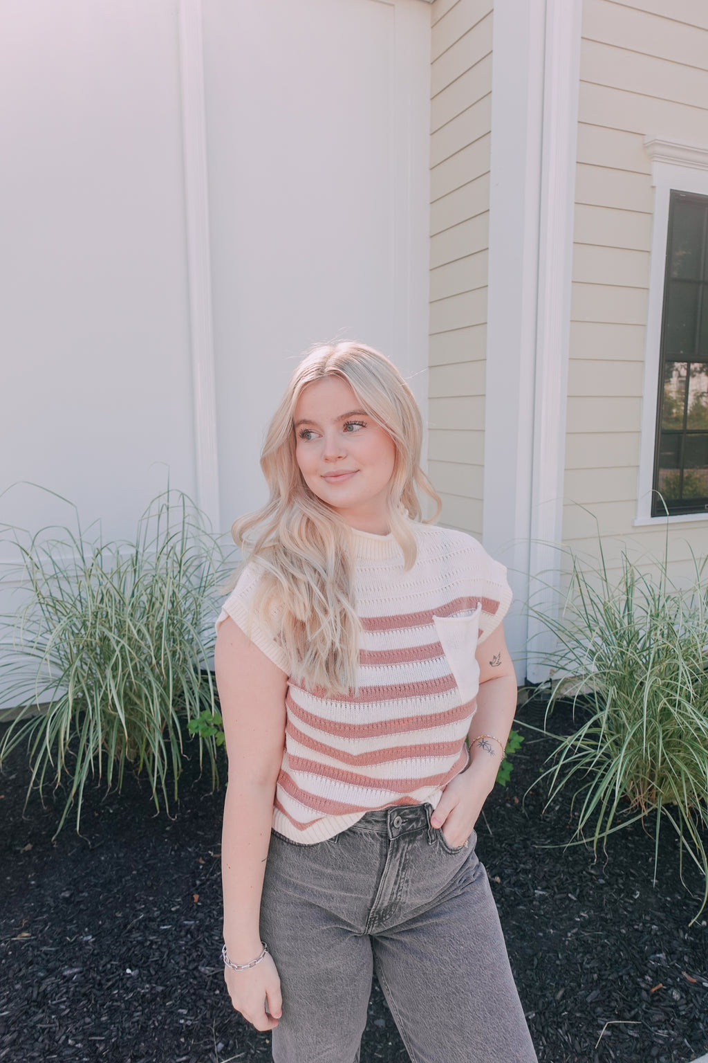 Mocha Stripe Sweater Vest