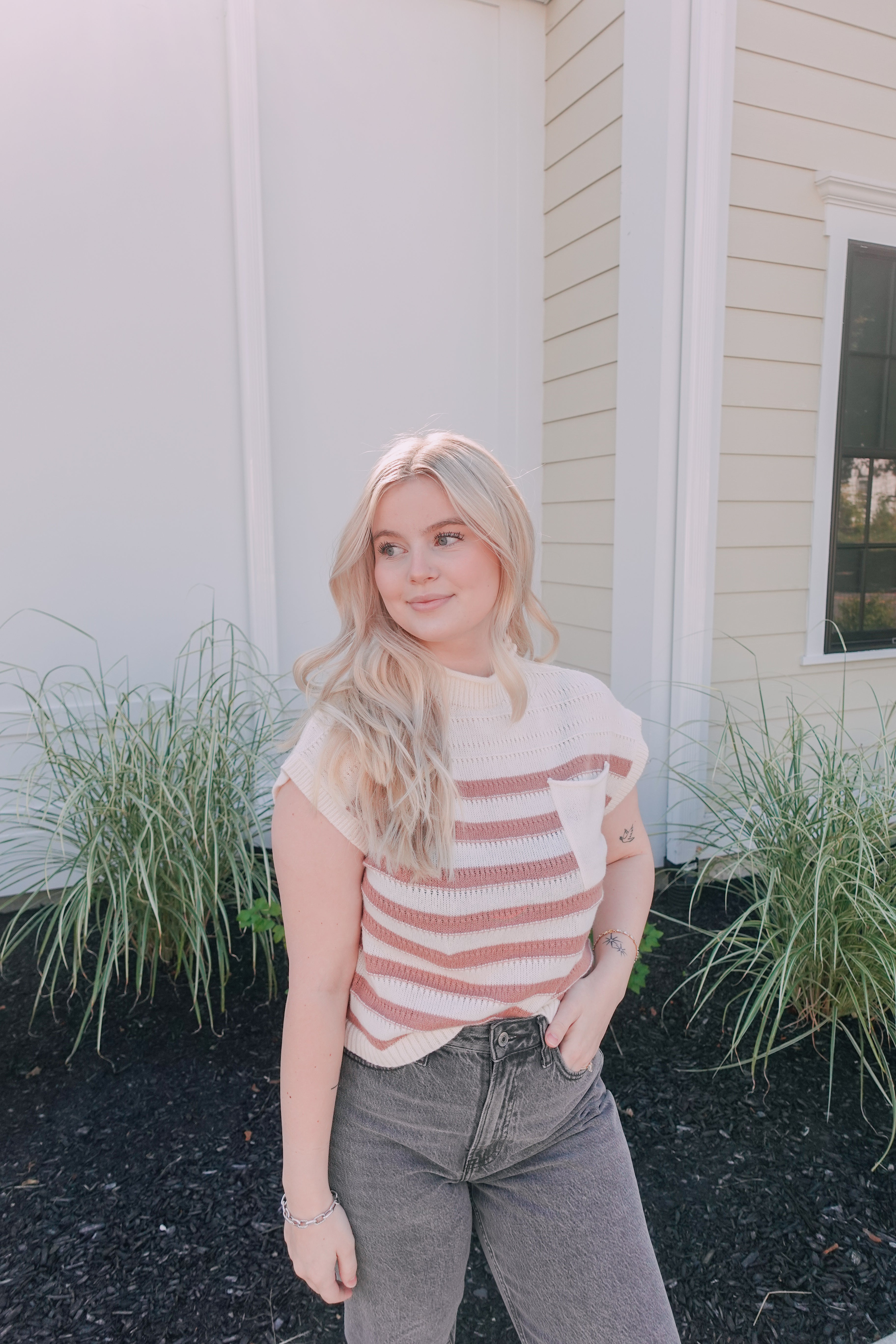 Mocha Stripe Sweater Vest
