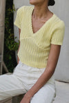 Lemon Knit Lace Top