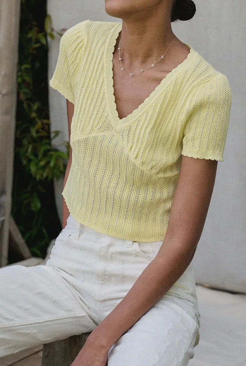 Lemon Knit Lace Top