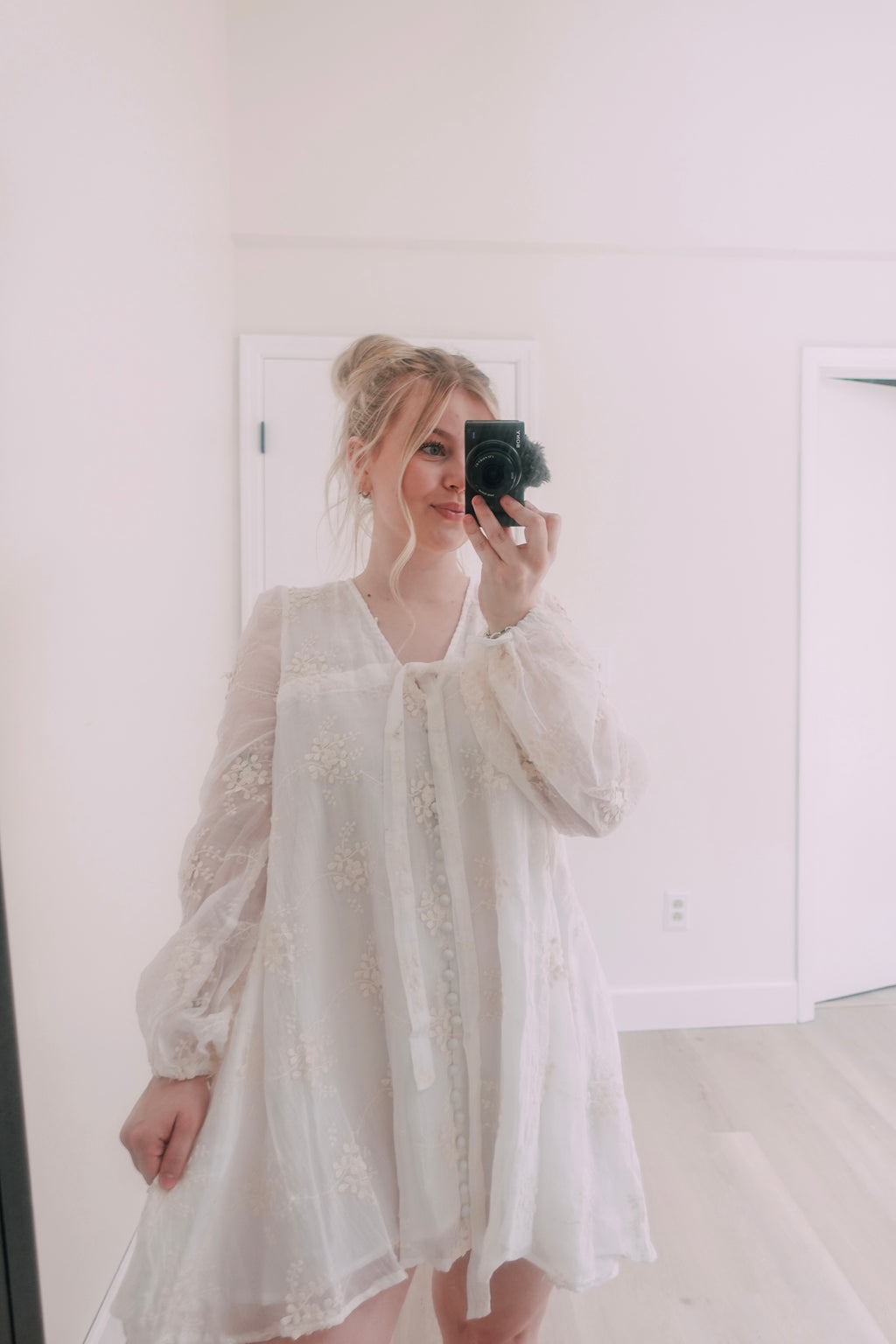 Ivory Embroidered Lace Dress