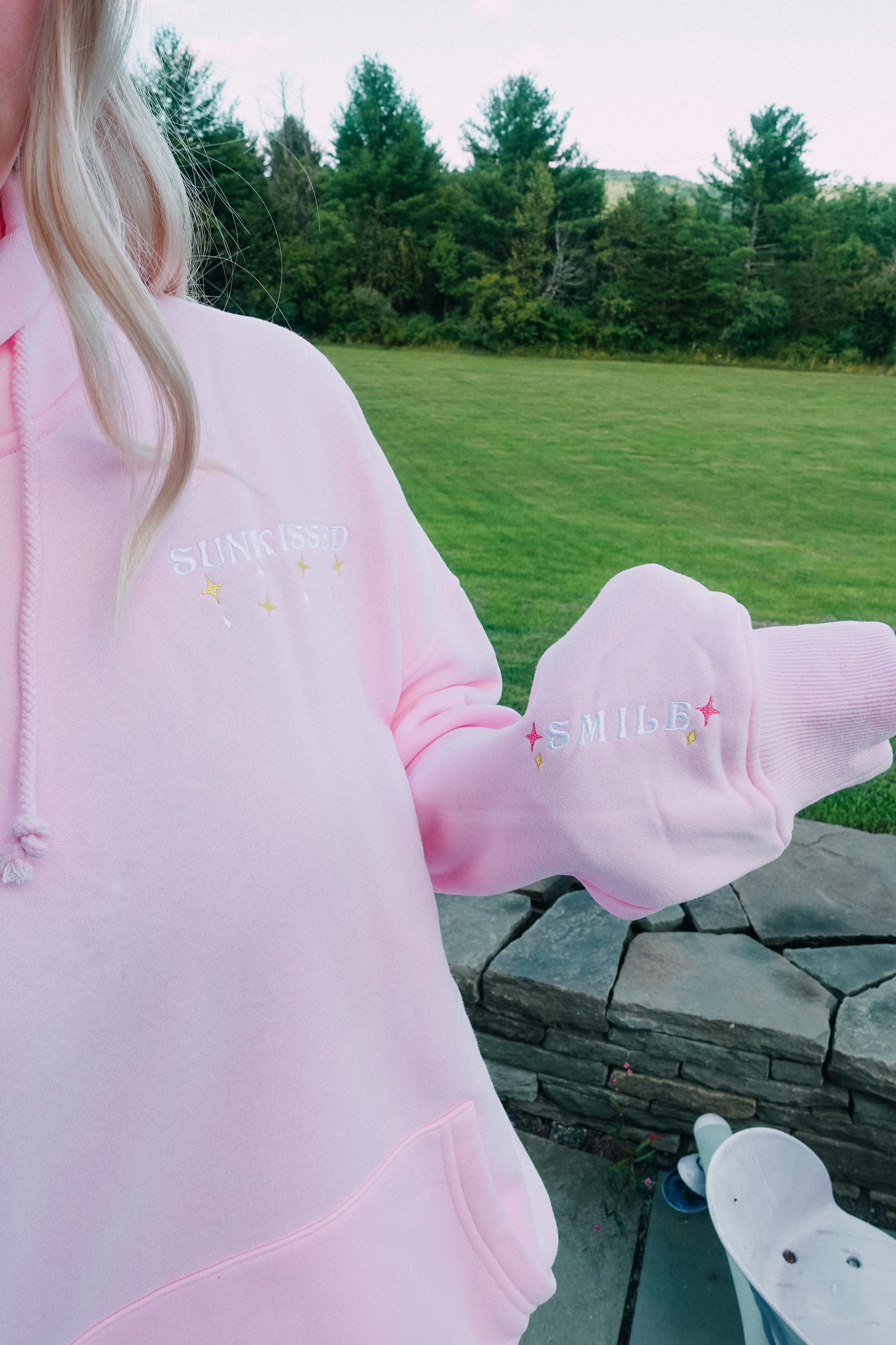 Baby Pink Embroidered Van Star Hoodie