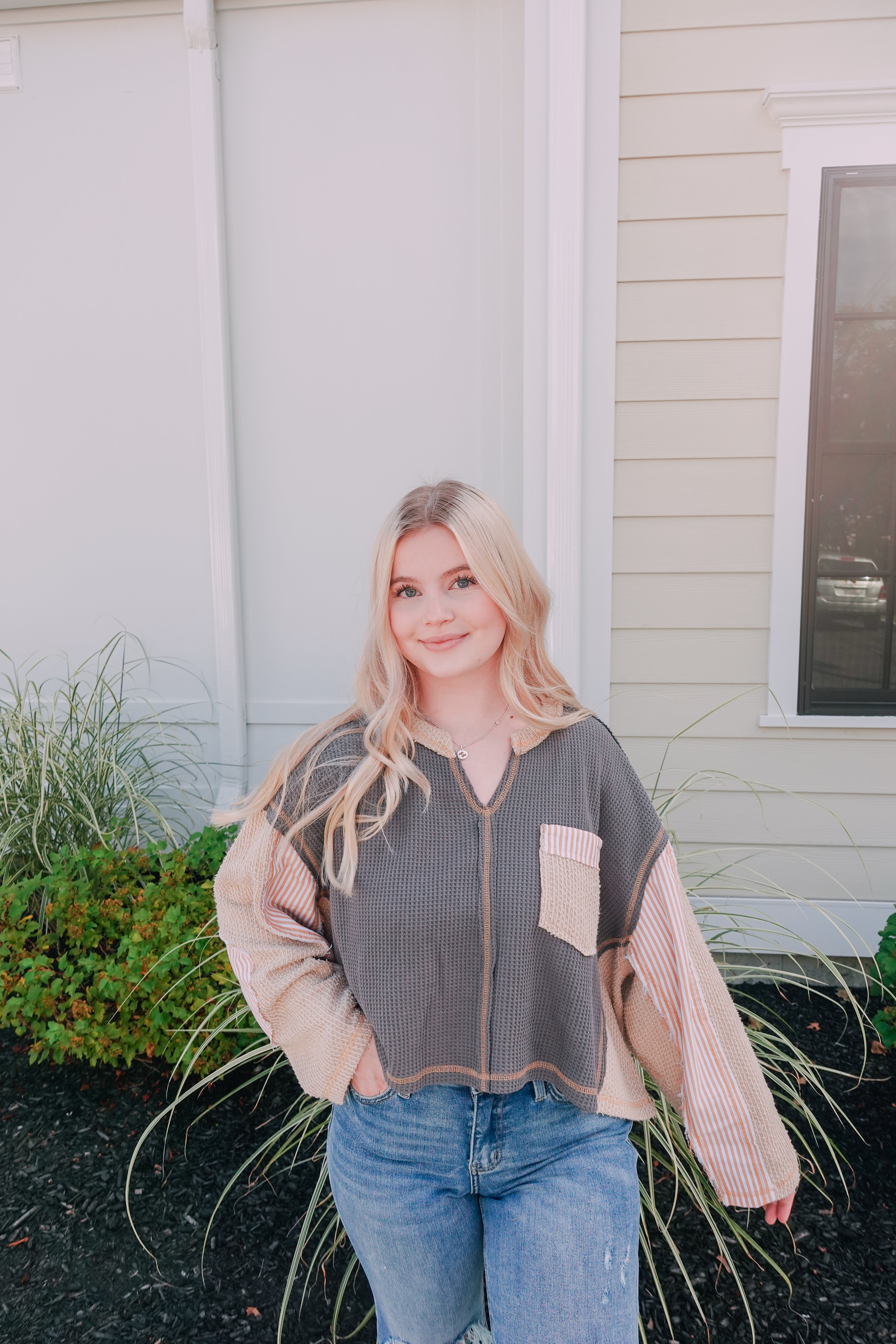 Charcoal Thermal Knit Top