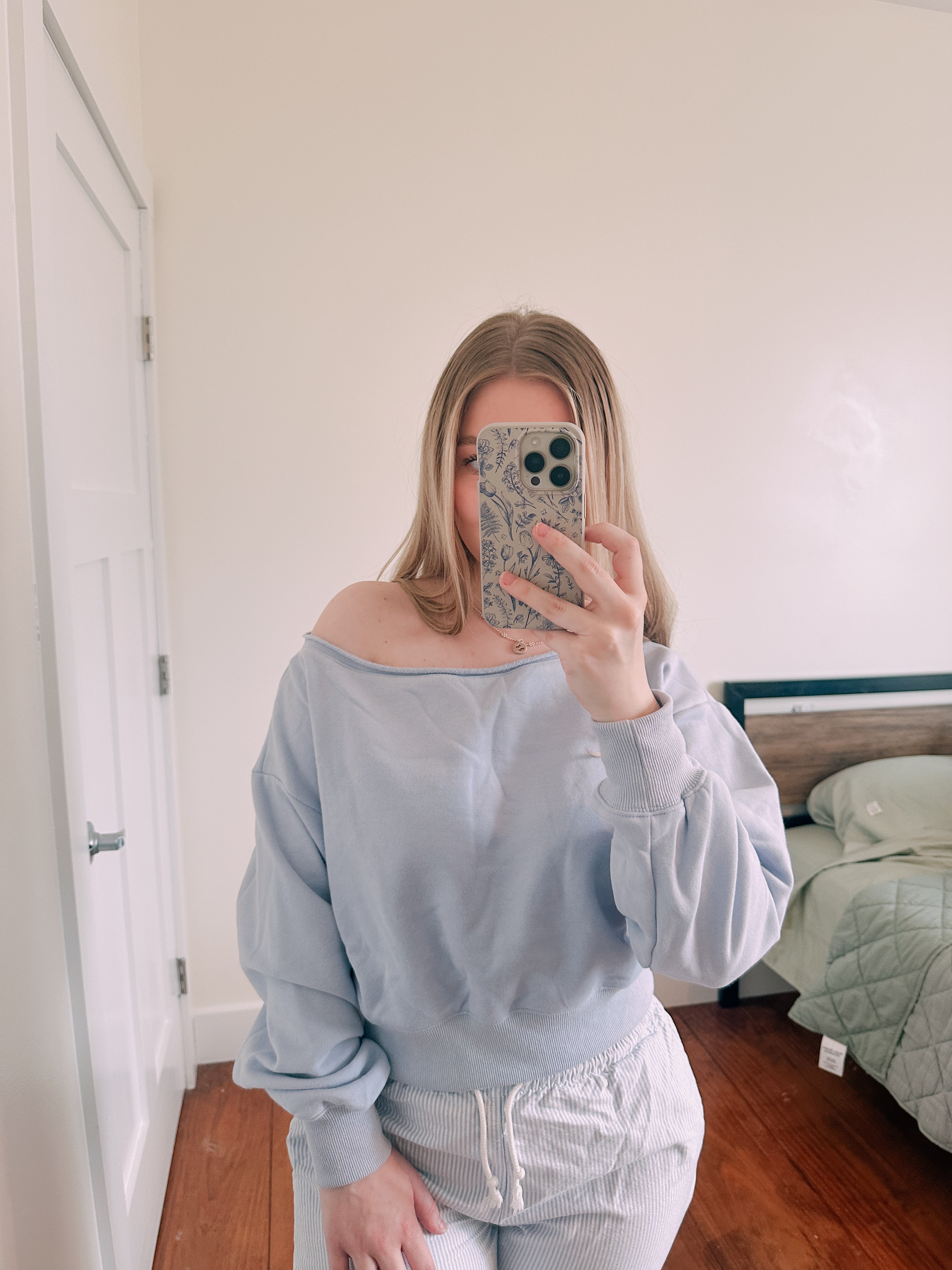 Flirty Off The Shoulder Top Blue