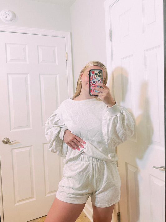 Heather Ash French Terry Top and Shorts Set