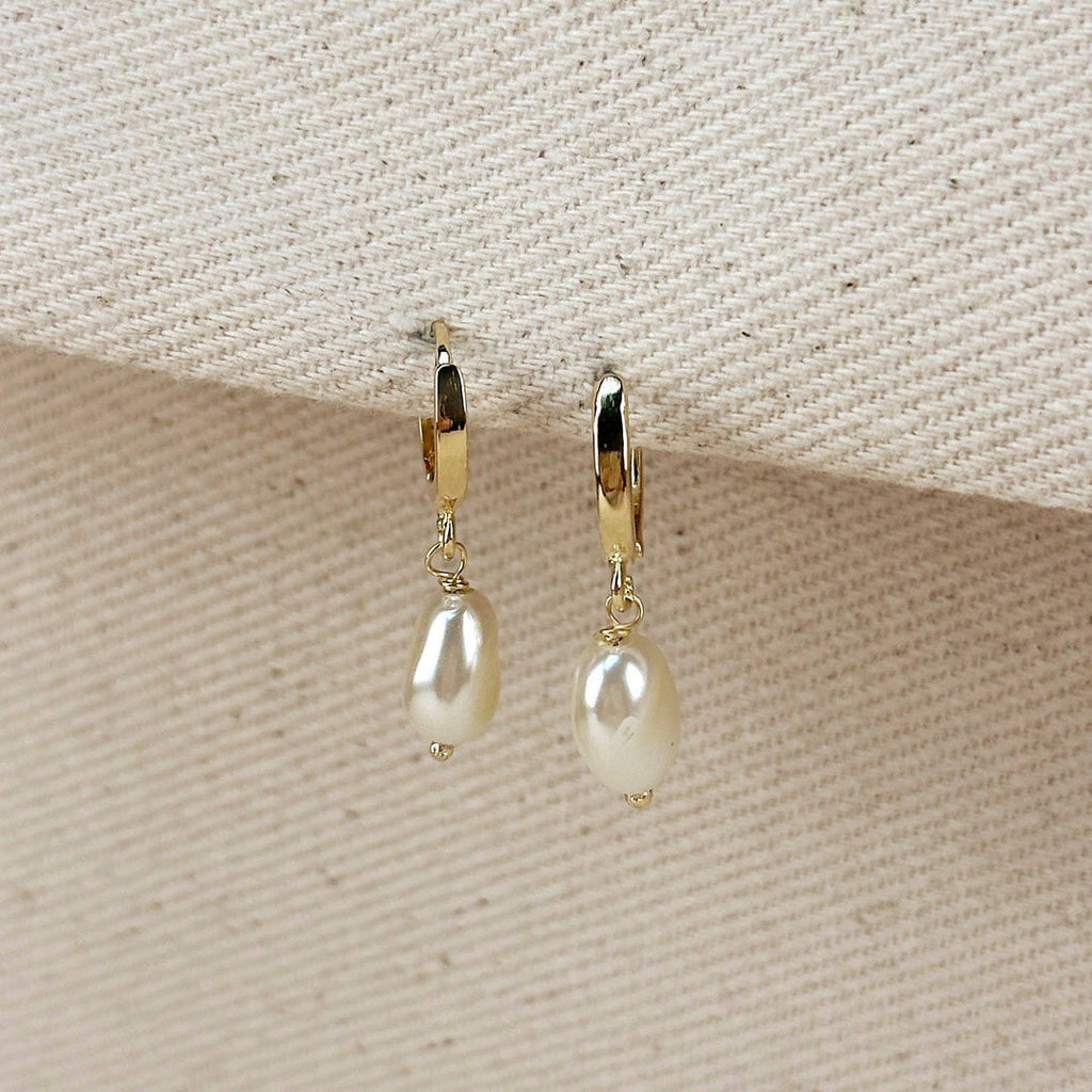 Baroque Pearl Huggie Earrings