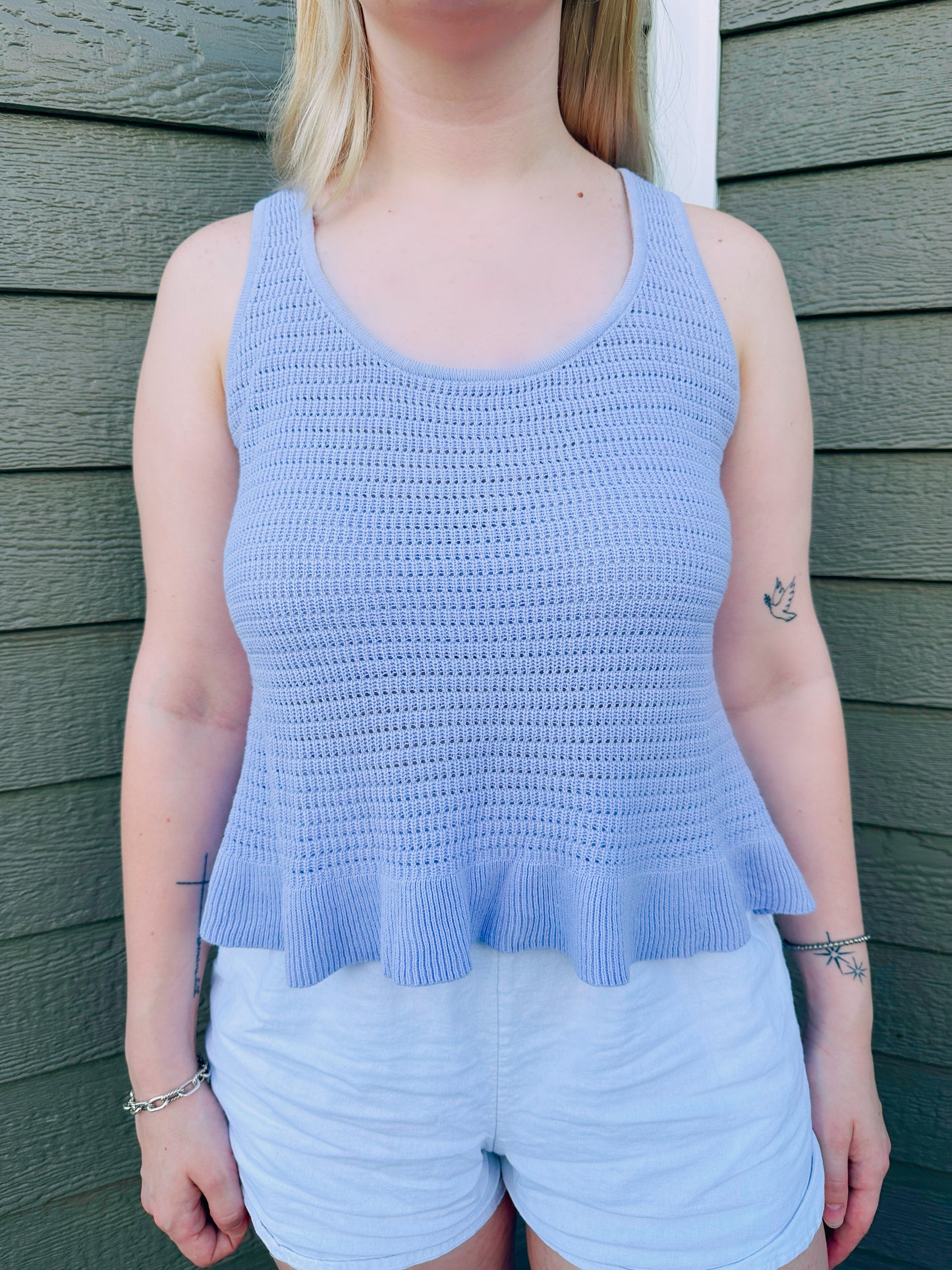 Purple Knit Ruffled Top
