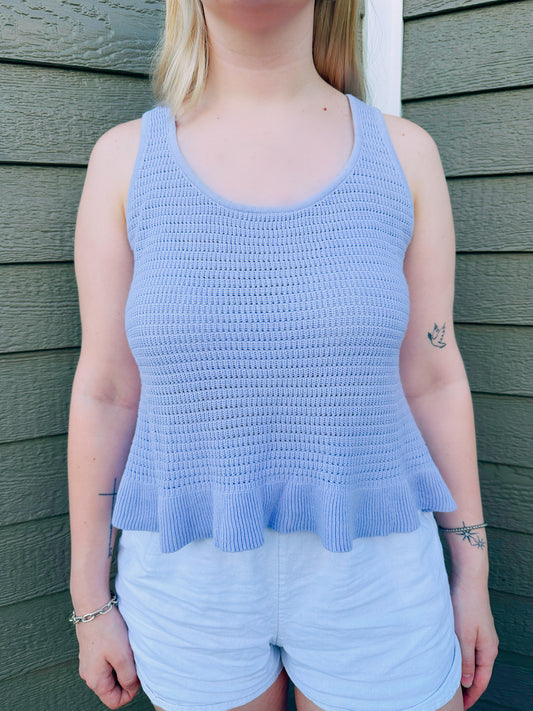 Purple Knit Ruffled Top