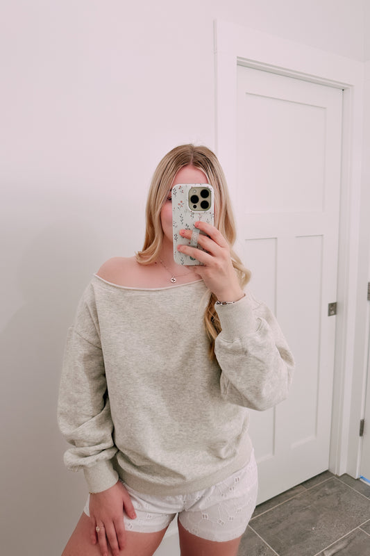 Flirty Off The Shoulder Top Grey