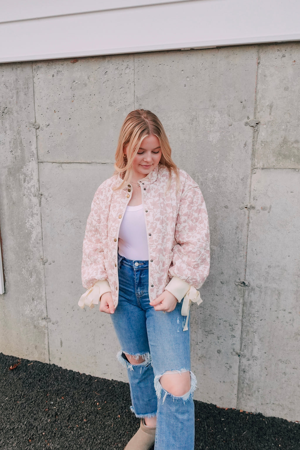Pink Floral Quilted Jacket