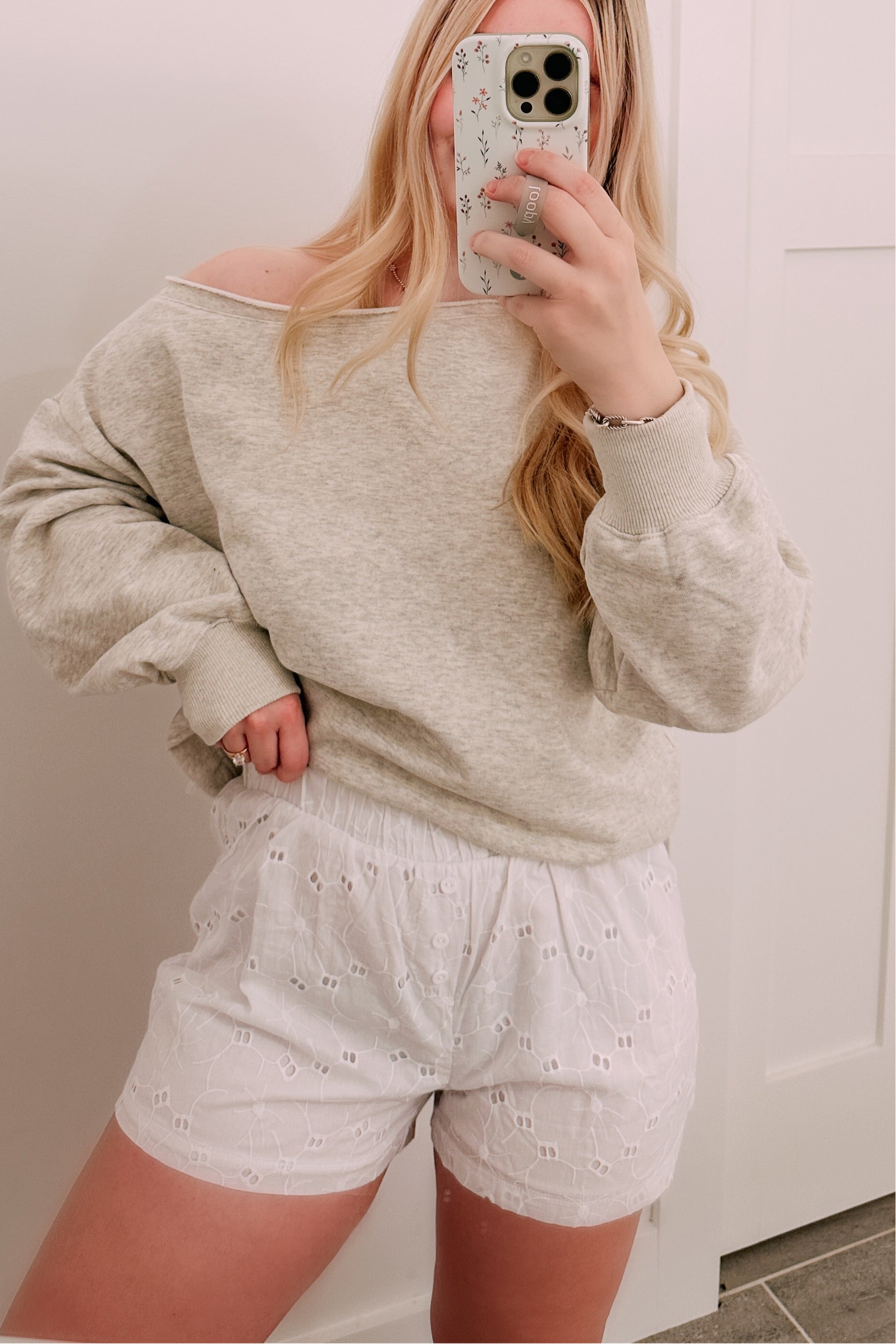 White Floral Boxer Shorts