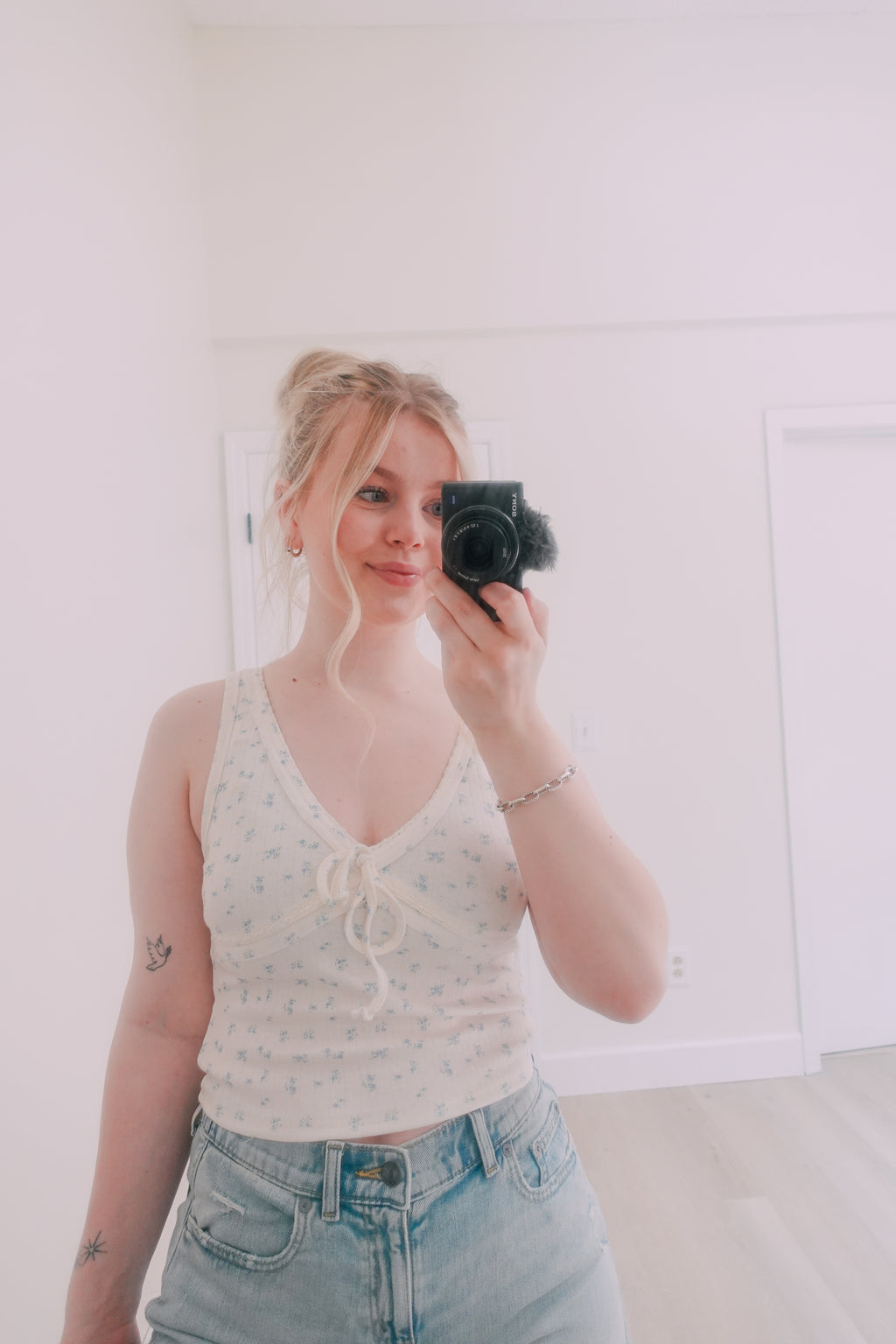 Blue Floral Knit Tank